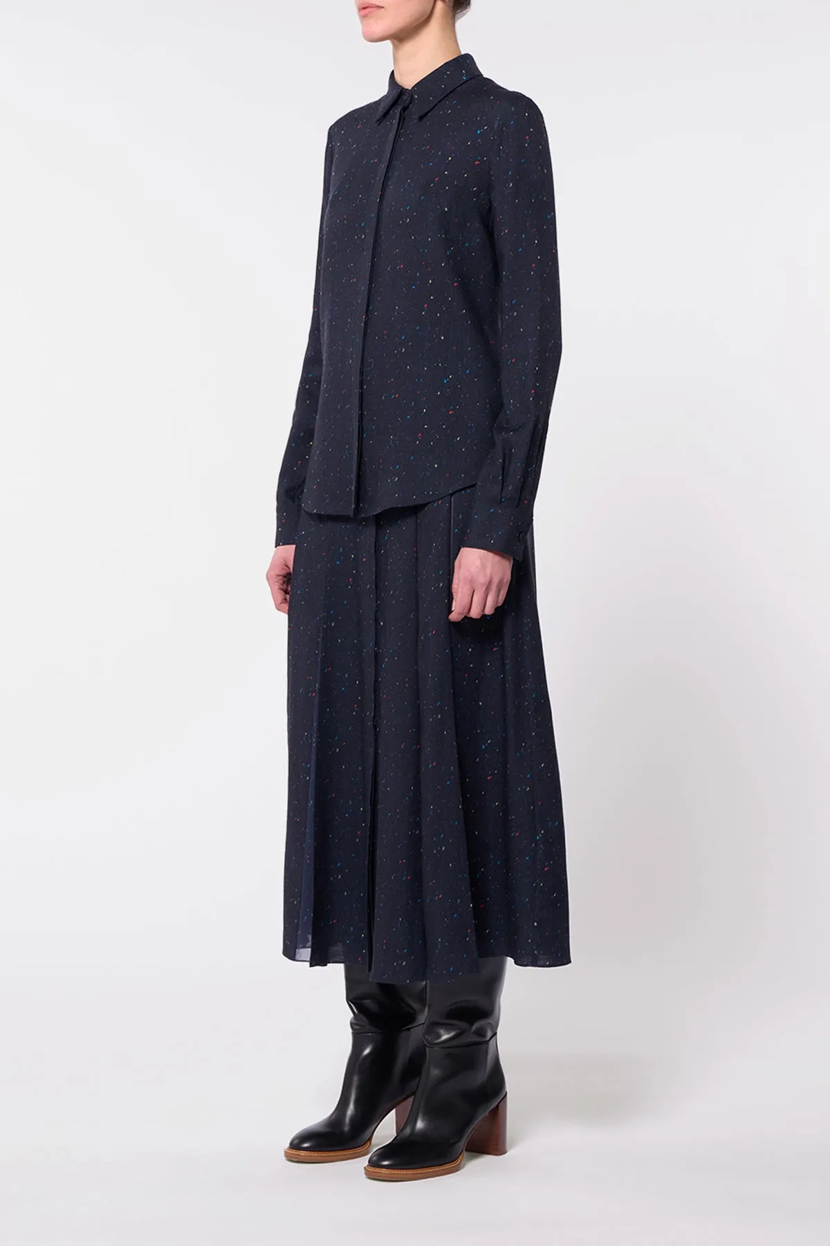 Henri Blouse in Dark Navy Multi Printed Wool sold by Gabriela Hearst product image thumbnail 3