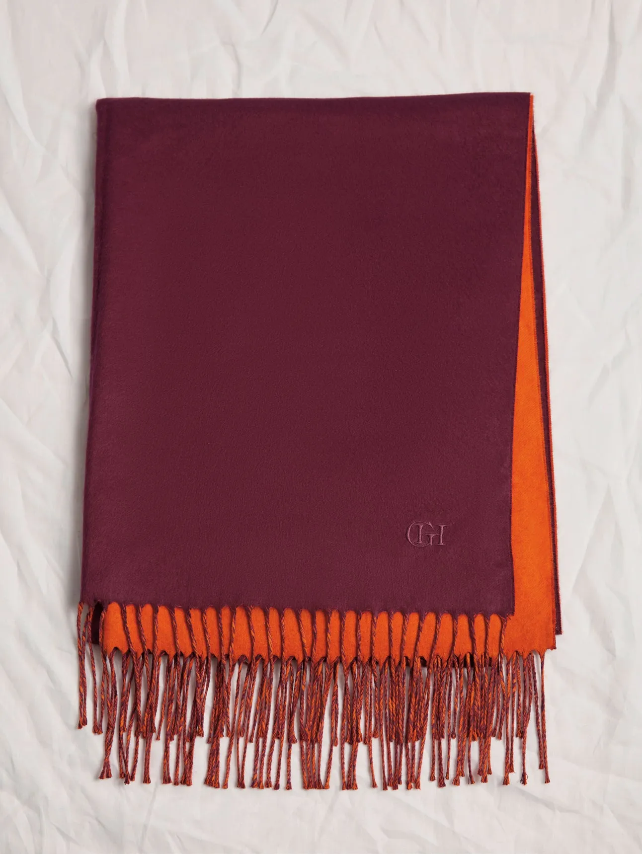 Hollis Fringe Scarf in Spice & Bordeaux Silk sold by Gabriela Hearst product image thumbnail 3