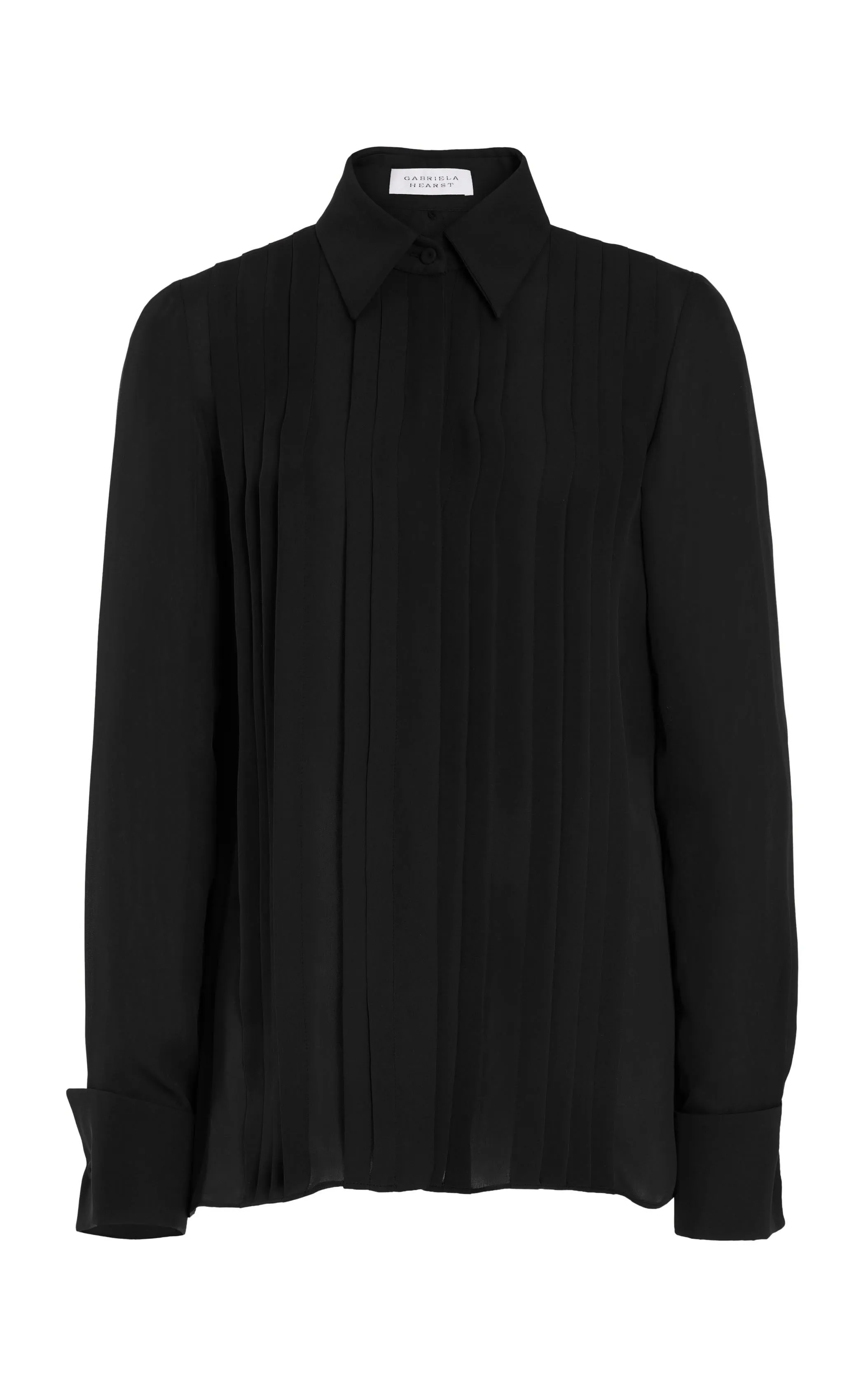 Aime Shirt in Black Silk Georgette Twill sold by Gabriela Hearst