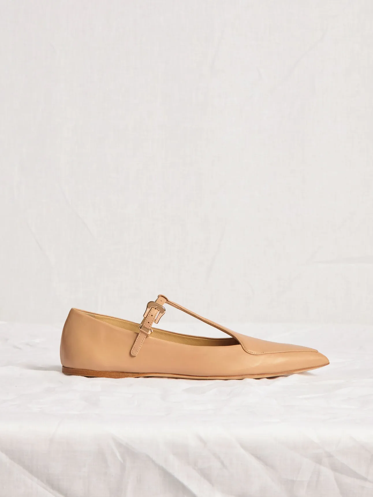 Liv Ballerina Flat Shoe in Nude Nappa Leather sold by Gabriela Hearst product image thumbnail 4