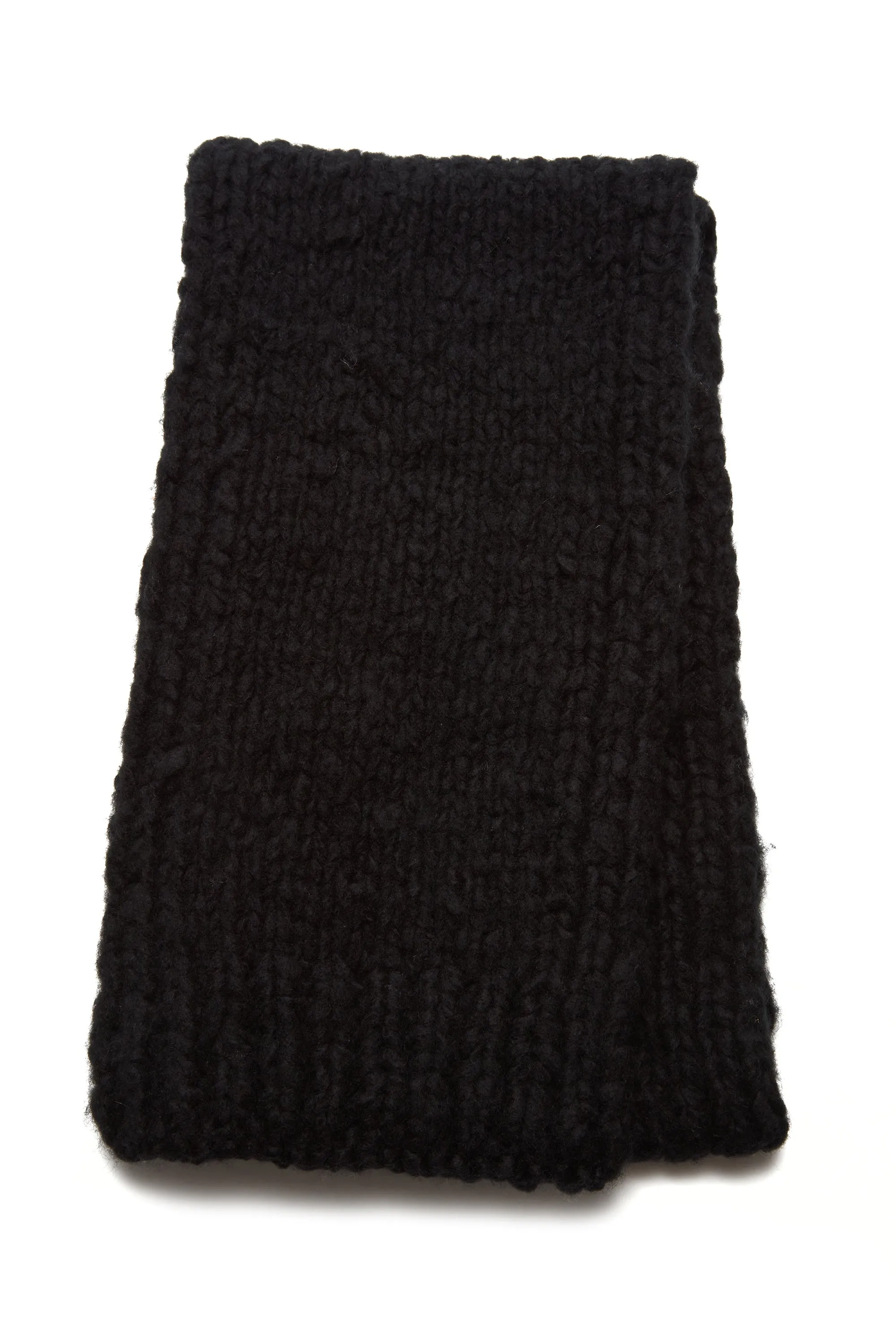 Pyke Knit Scarf in Black Welfat Cashmere sold by Gabriela Hearst