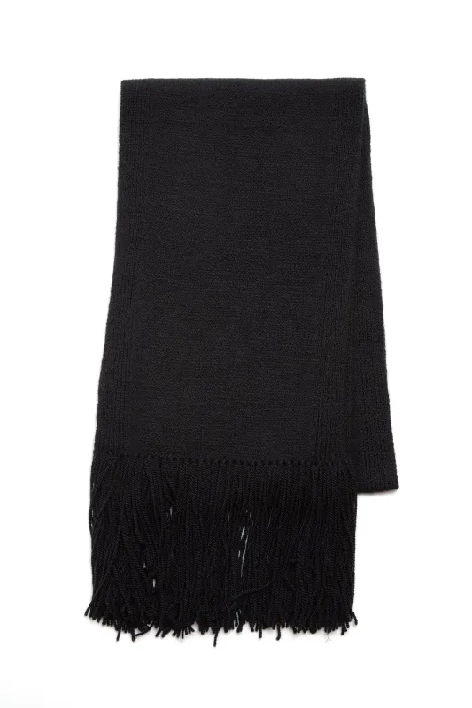 Staffordshire Knit Fringe Scarf in Black Cashmere made by Gabriela Hearst