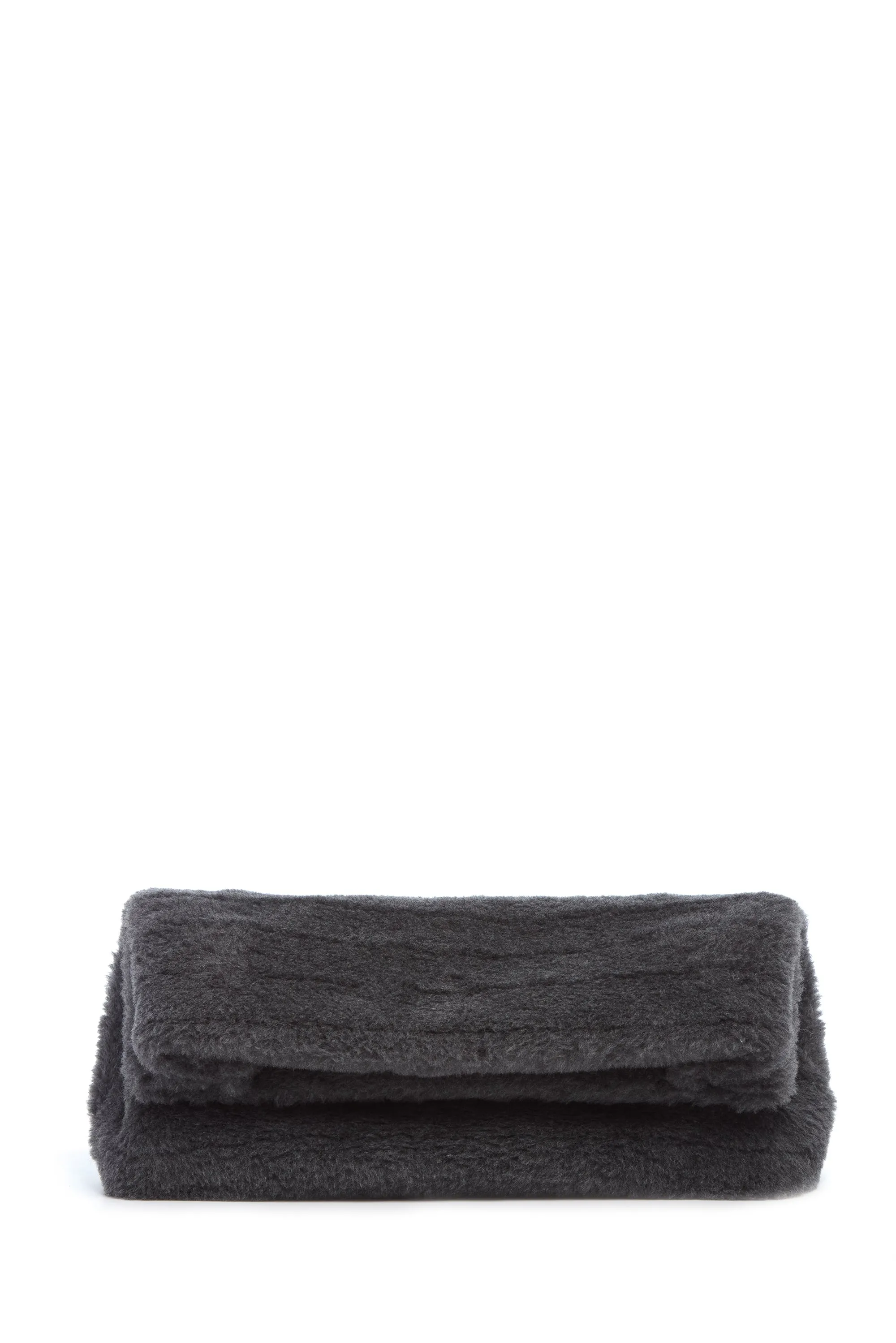 Phoebe Clutch in Dark Grey Virgin Wool Silk Cashmere Fur sold by Gabriela Hearst