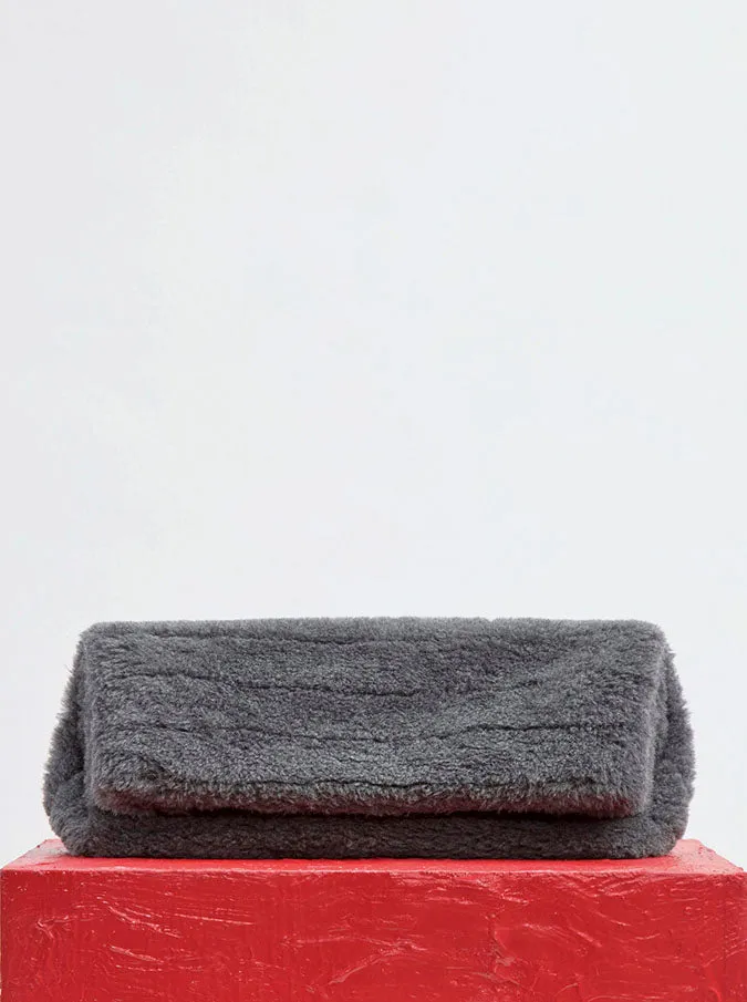Phoebe Clutch in Dark Grey Virgin Wool Silk Cashmere Fur sold by Gabriela Hearst product image thumbnail 4
