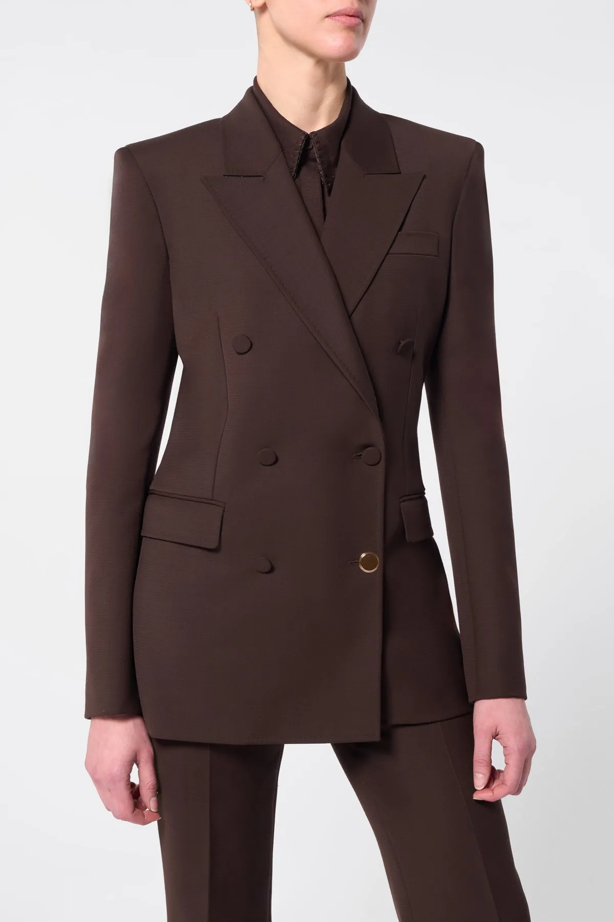Gavin Blazer in Chocolate Sportswear Wool sold by Gabriela Hearst product image thumbnail 5