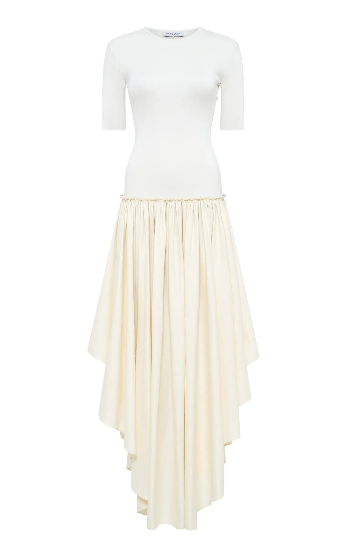 Sirona Pleated Maxi Dress in Ivory Virgin Wool Silk with Linen sold by Gabriela Hearst