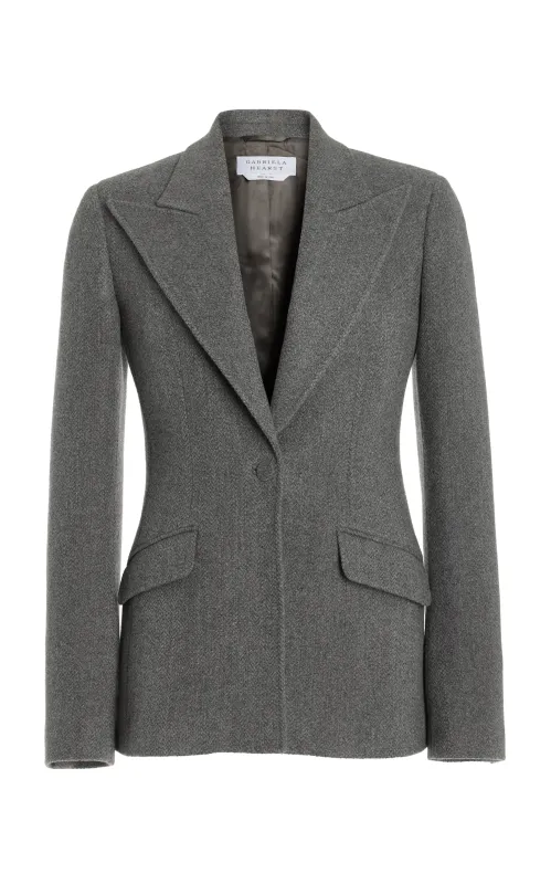 Leiva Blazer in Dark Grey Multi Virgin Wool Cashmere Herringbone sold by Gabriela Hearst