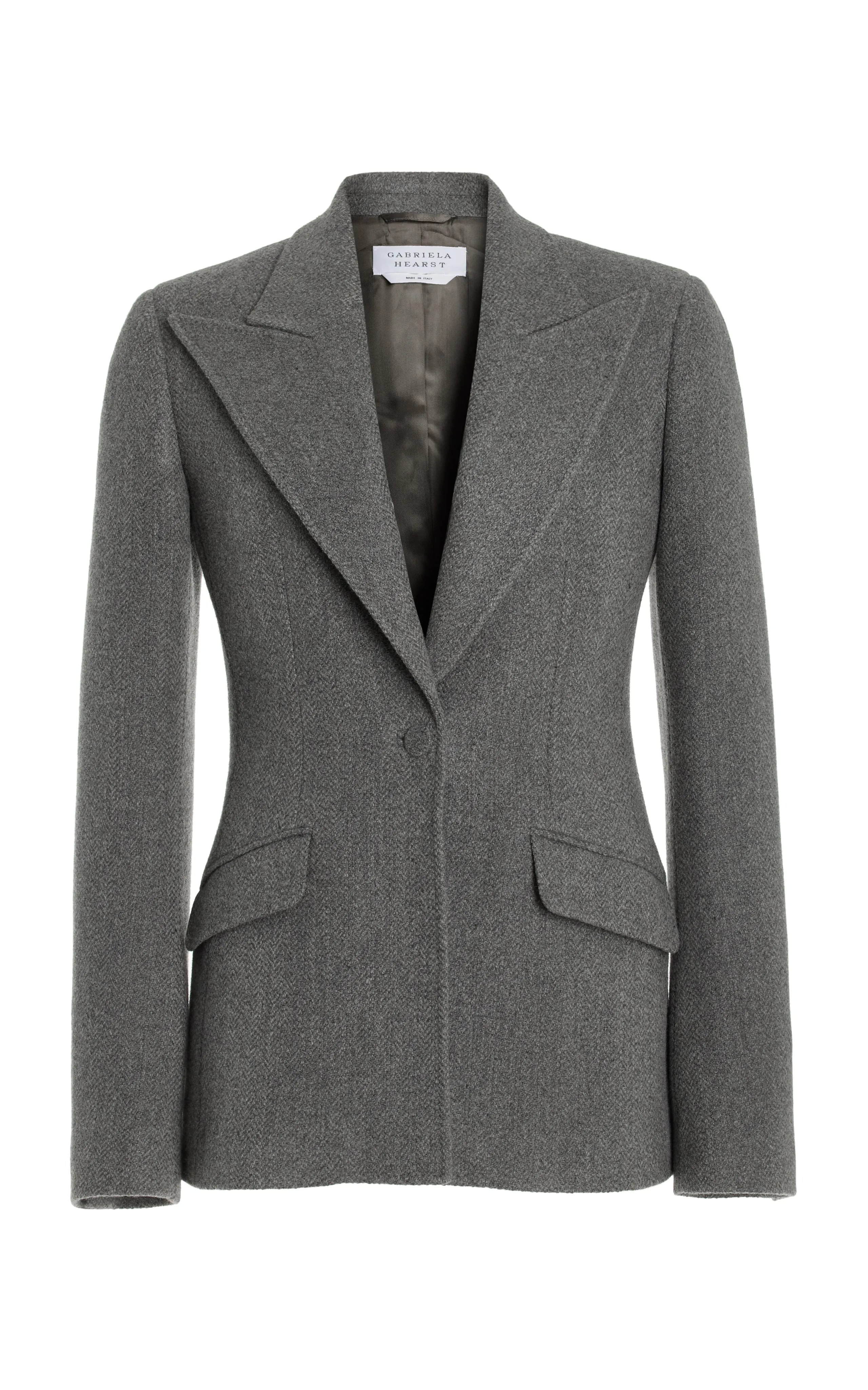Leiva Blazer in Dark Grey Multi Virgin Wool Cashmere Herringbone sold by Gabriela Hearst