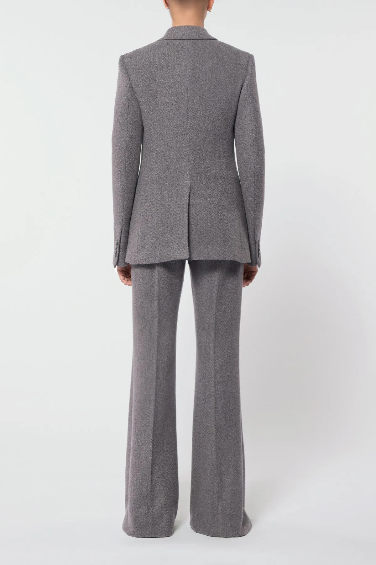 Leiva Blazer in Dark Grey Multi Virgin Wool Cashmere Herringbone sold by Gabriela Hearst product image thumbnail 4