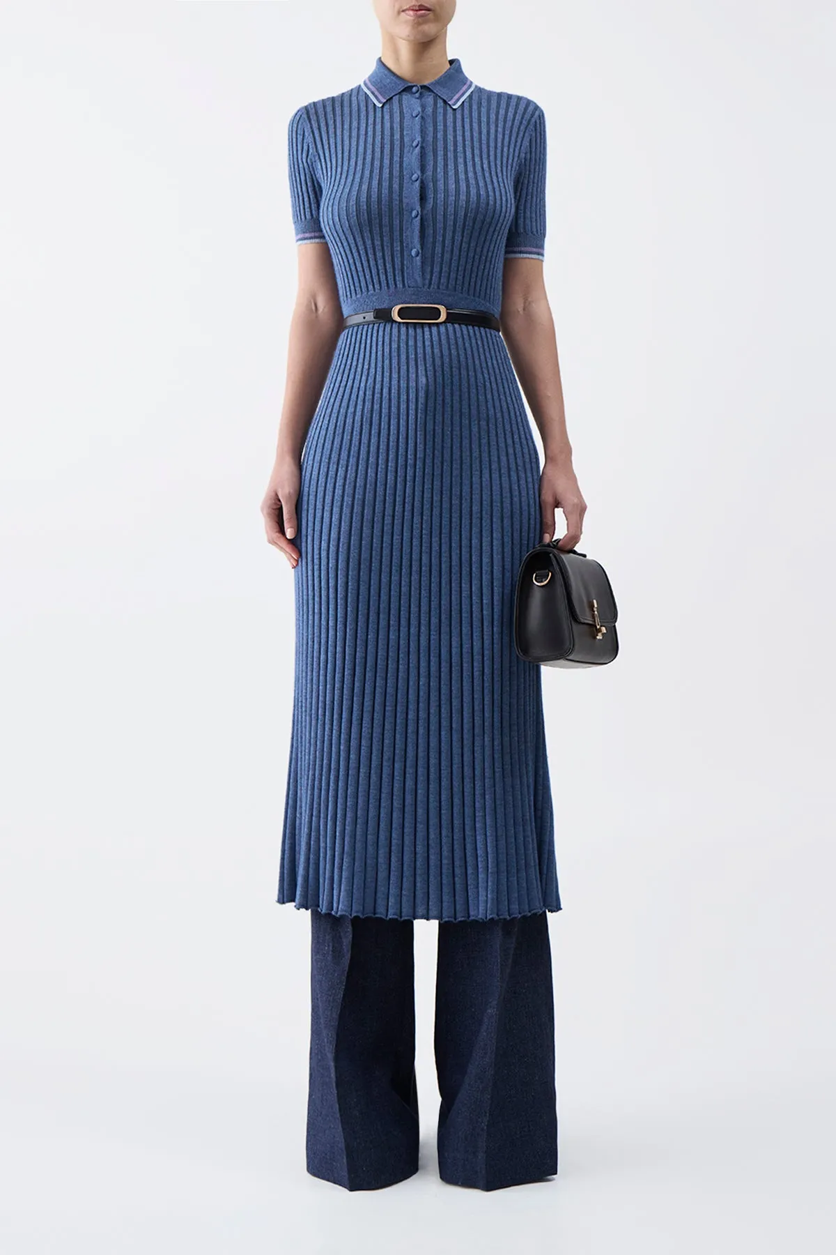 Eyot Knit Maxi Dress in Denim Blue Cashmere Silk sold by Gabriela Hearst product image thumbnail 2