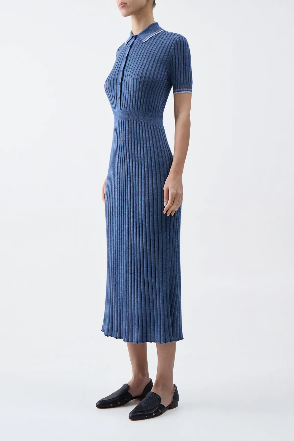 Eyot Knit Maxi Dress in Denim Blue Cashmere Silk sold by Gabriela Hearst product image thumbnail 3