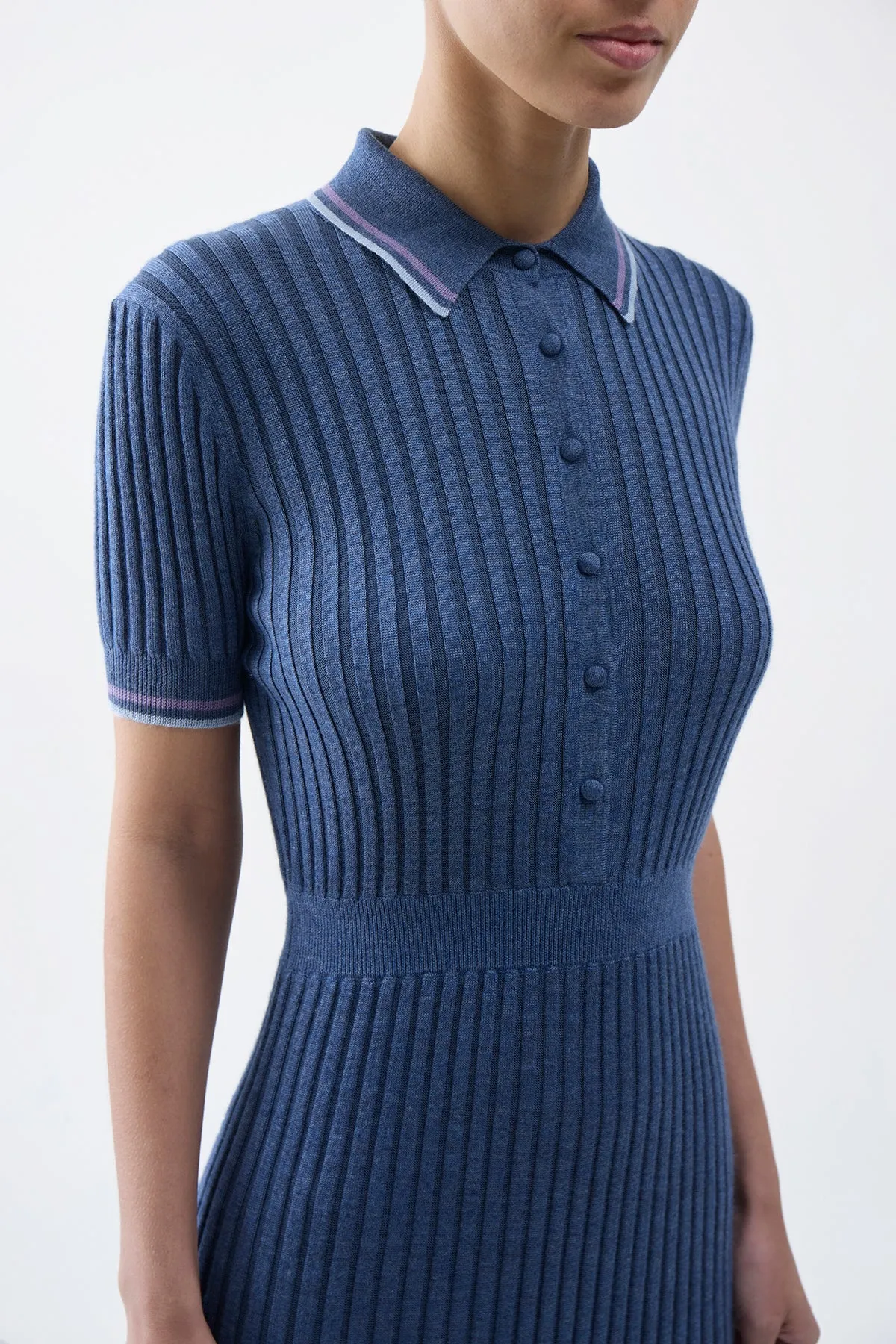 Eyot Knit Maxi Dress in Denim Blue Cashmere Silk sold by Gabriela Hearst product image thumbnail 5