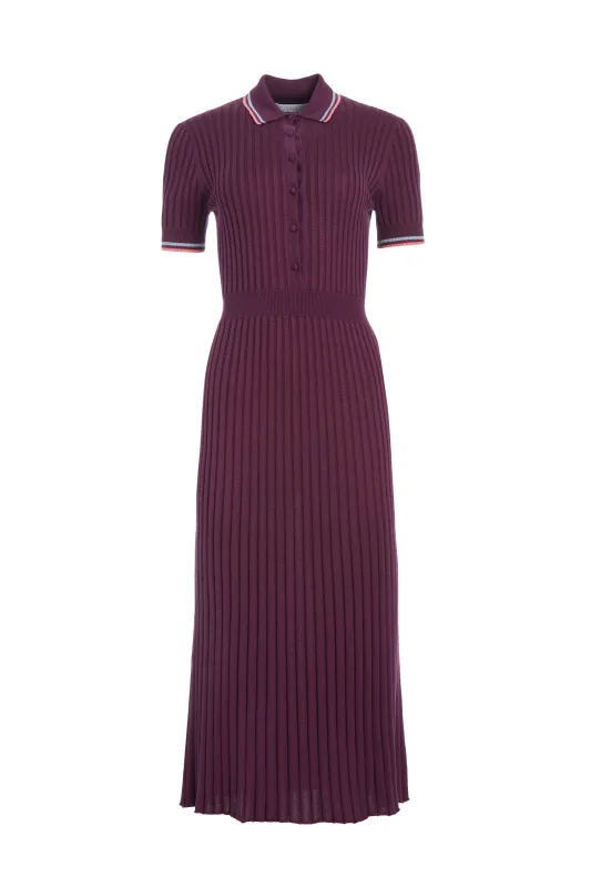 Eyot Knit Maxi Dress in Italian Plum Cashmere Silk made by Gabriela Hearst