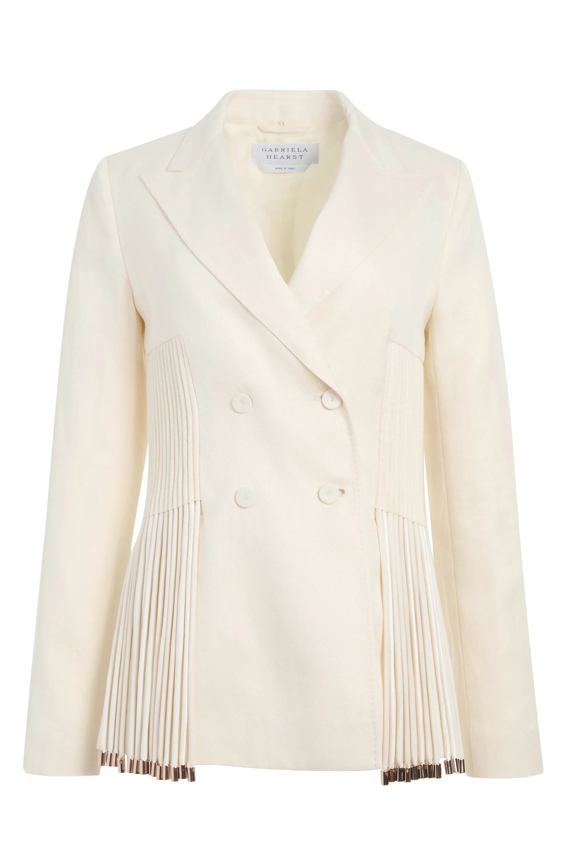 Giorgio Fringe Blazer in Ivory Textured Linen sold by Gabriela Hearst
