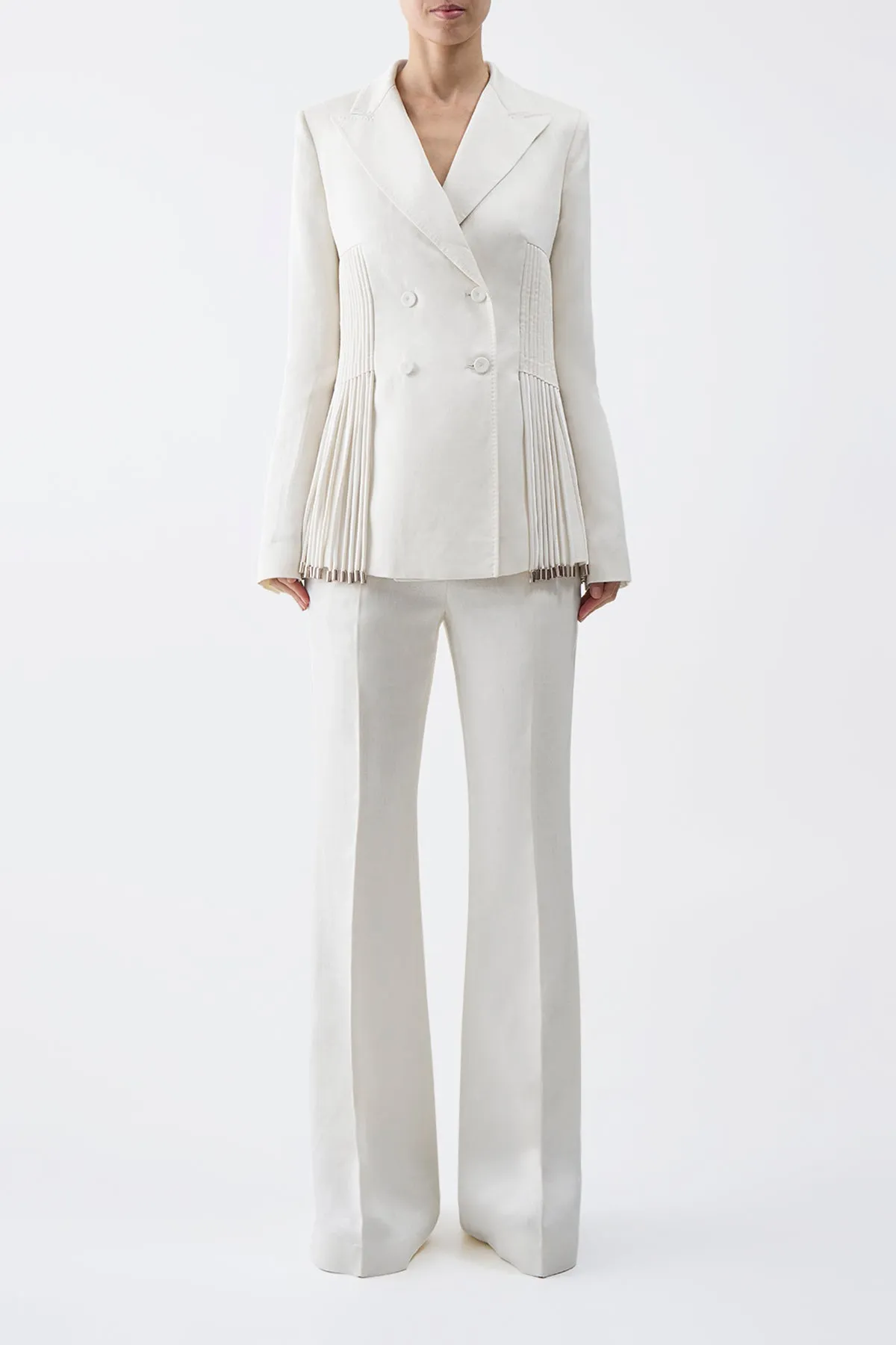 Giorgio Fringe Blazer in Ivory Textured Linen sold by Gabriela Hearst product image thumbnail 3
