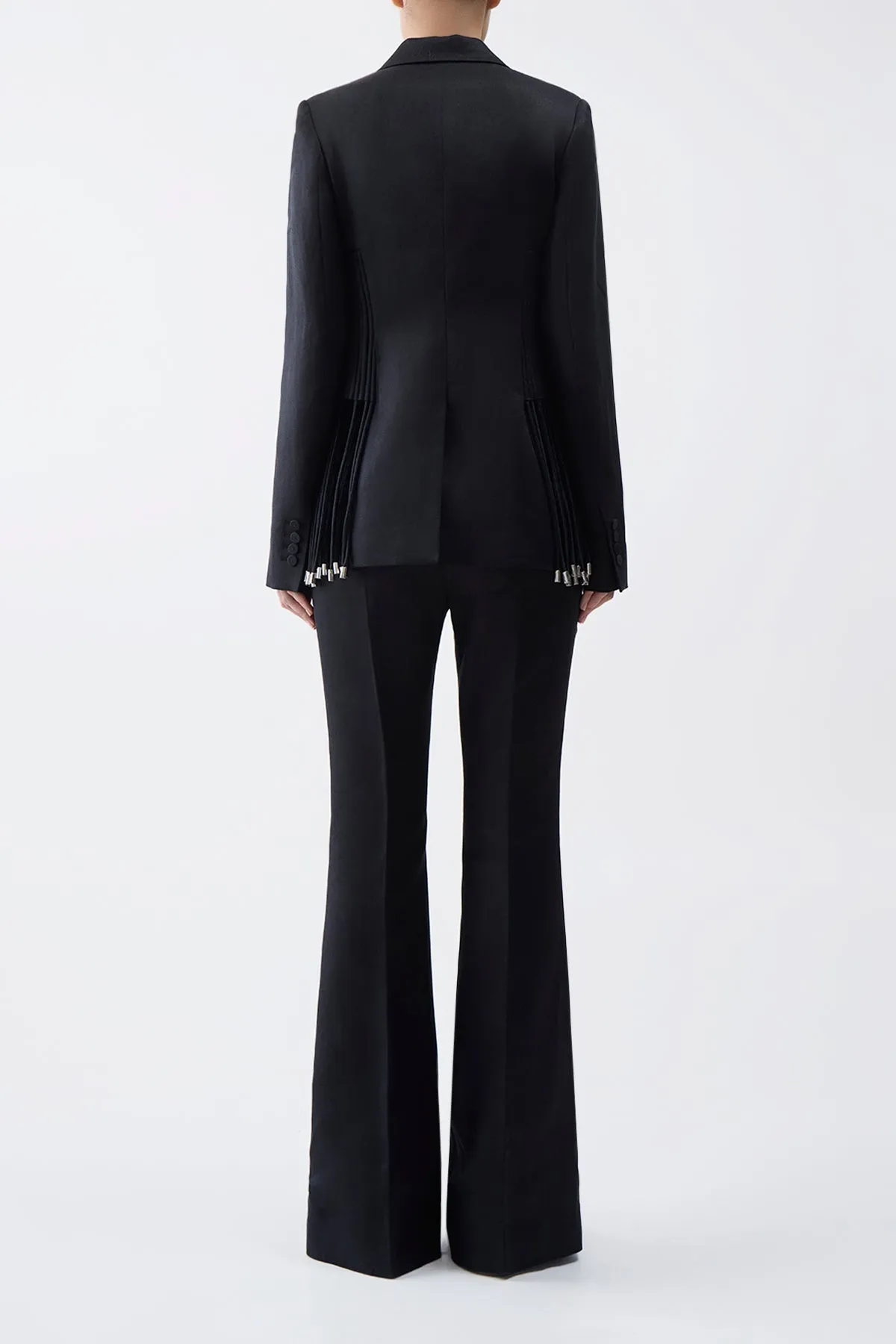 Giorgio Fringe Blazer in Black Textured Linen sold by Gabriela Hearst product image thumbnail 4