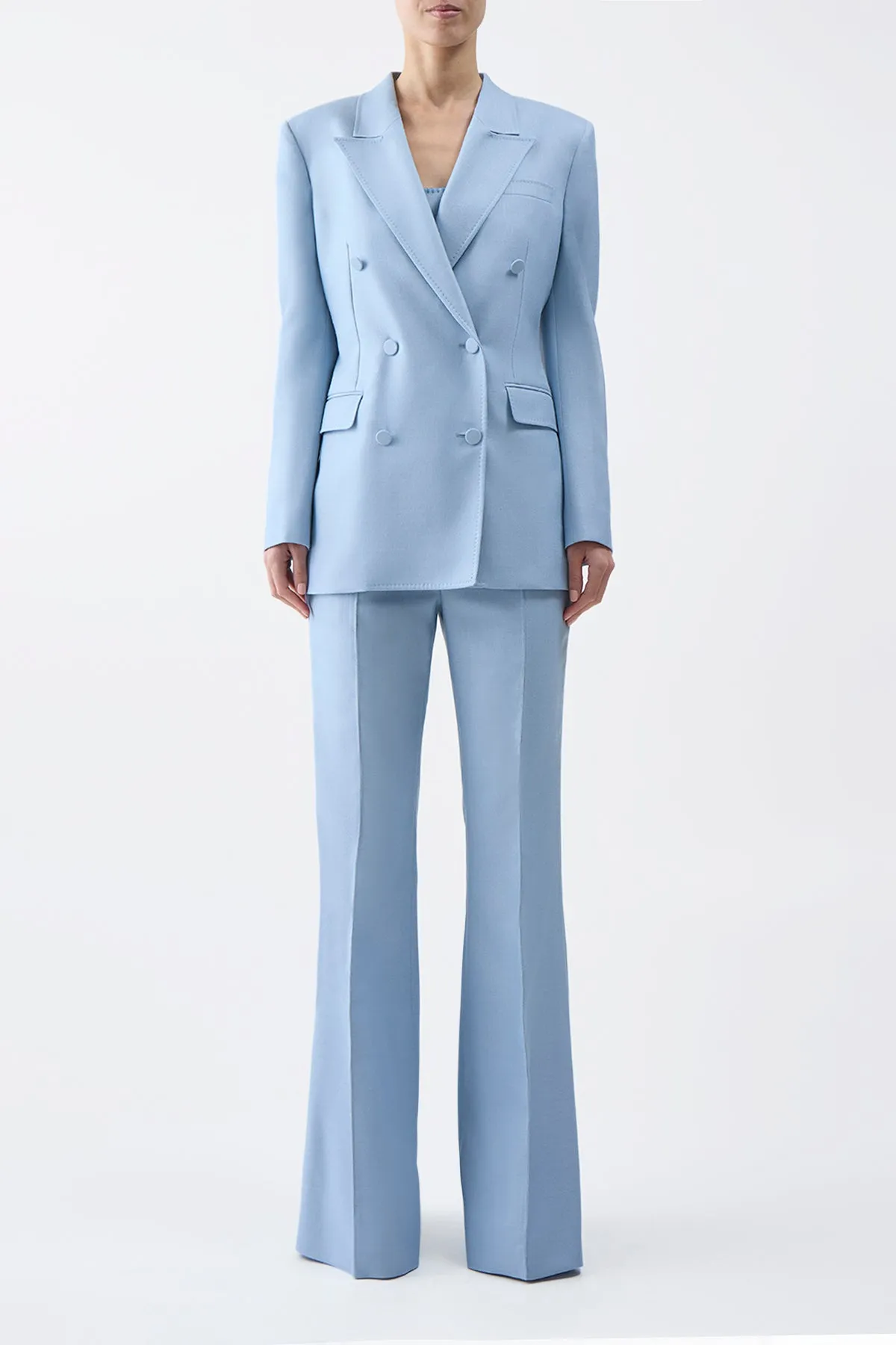 Gavin Blazer in Stone Blue SIlk Virgin Wool sold by Gabriela Hearst product image thumbnail 2