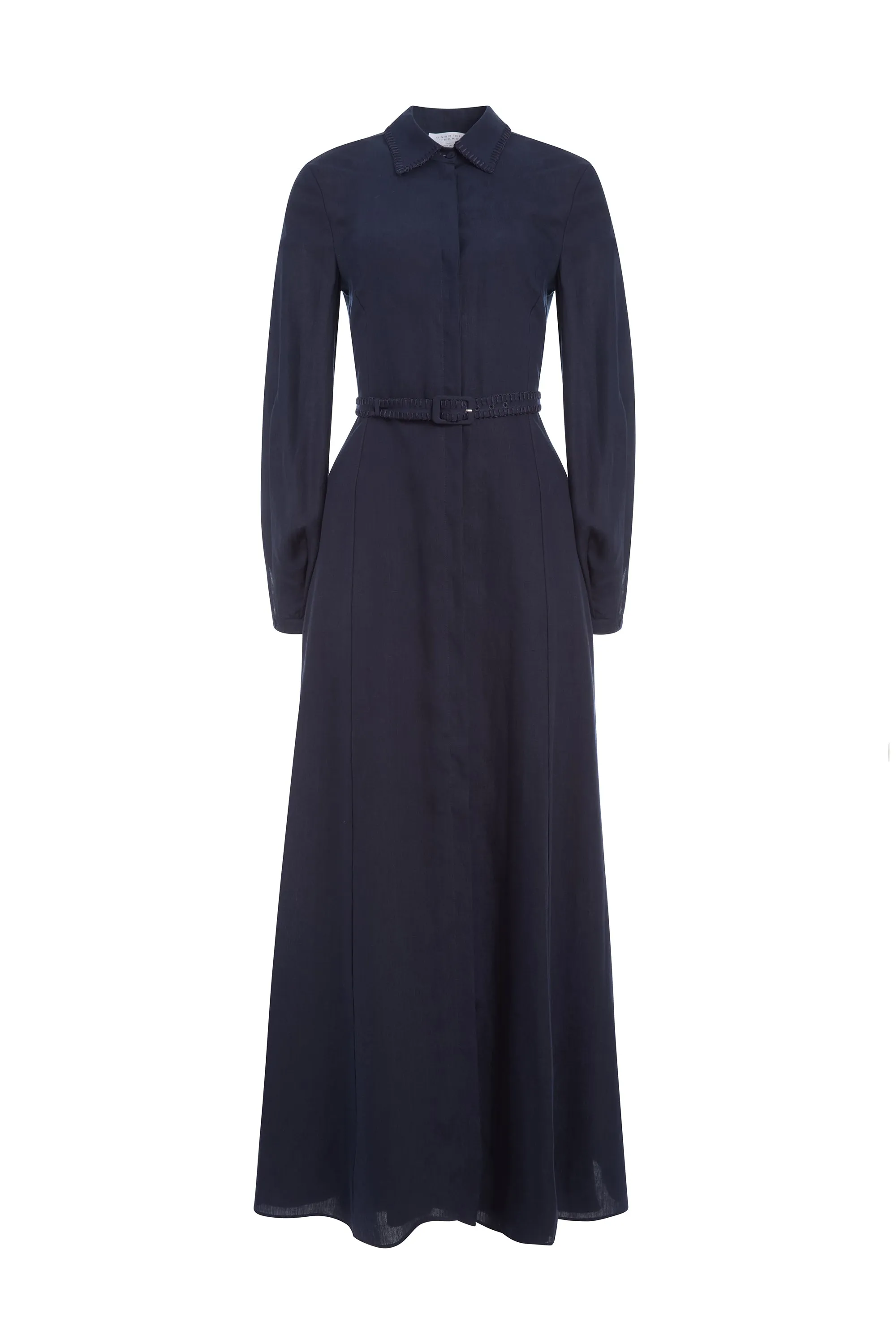 Breton Maxi Shirtdress with Slip in Navy Aloe Linen sold by Gabriela Hearst