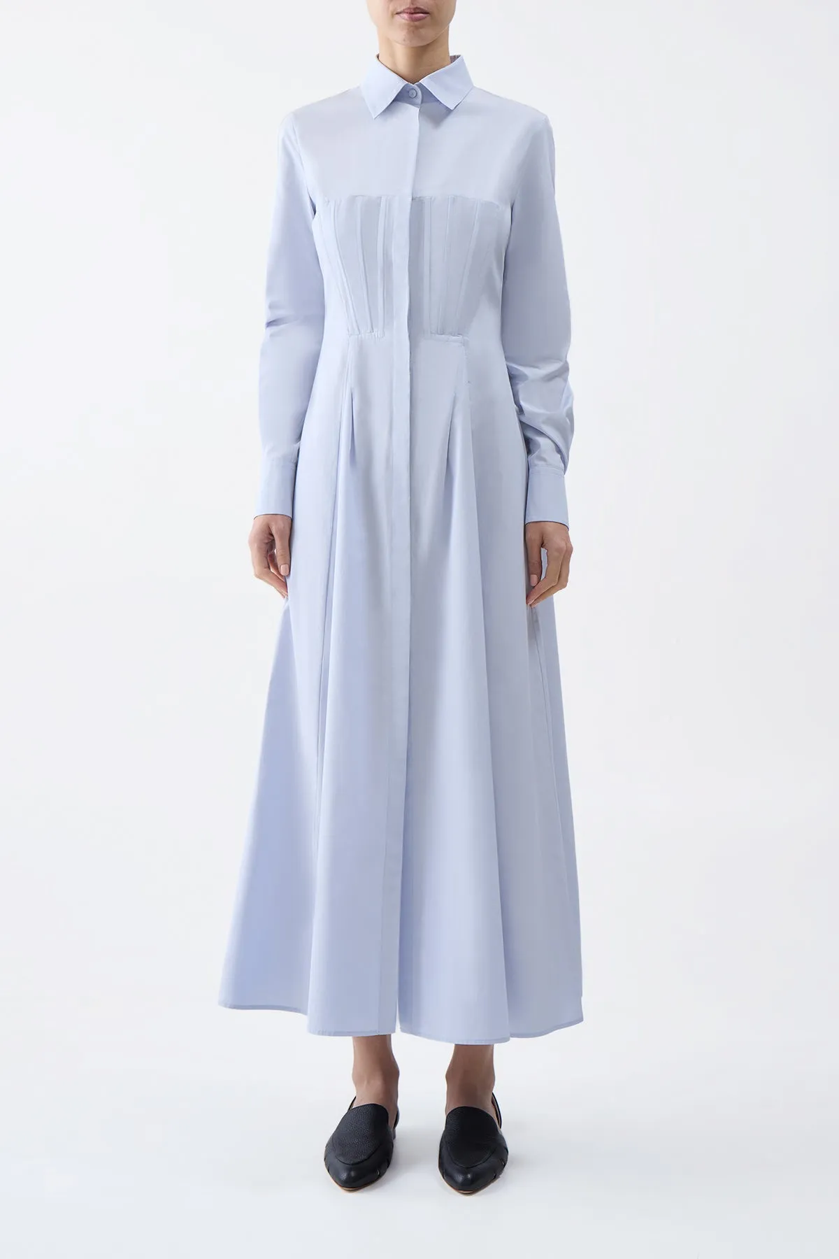 Eugene Maxi Shirtdress in Light Blue Sea Island Cotton sold by Gabriela Hearst product image thumbnail 3