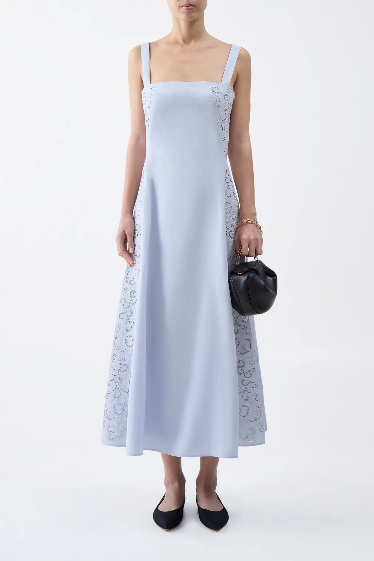 Lenya Lace Midi Dress in Light Blue Sea Island Cotton sold by Gabriela Hearst product image thumbnail 2