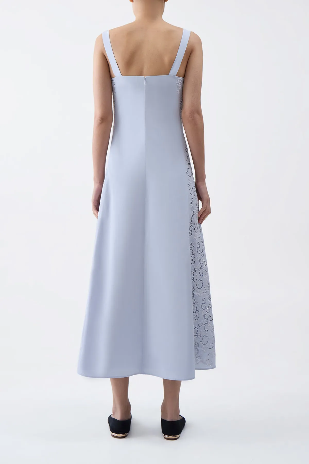 Lenya Lace Midi Dress in Light Blue Sea Island Cotton sold by Gabriela Hearst product image thumbnail 4
