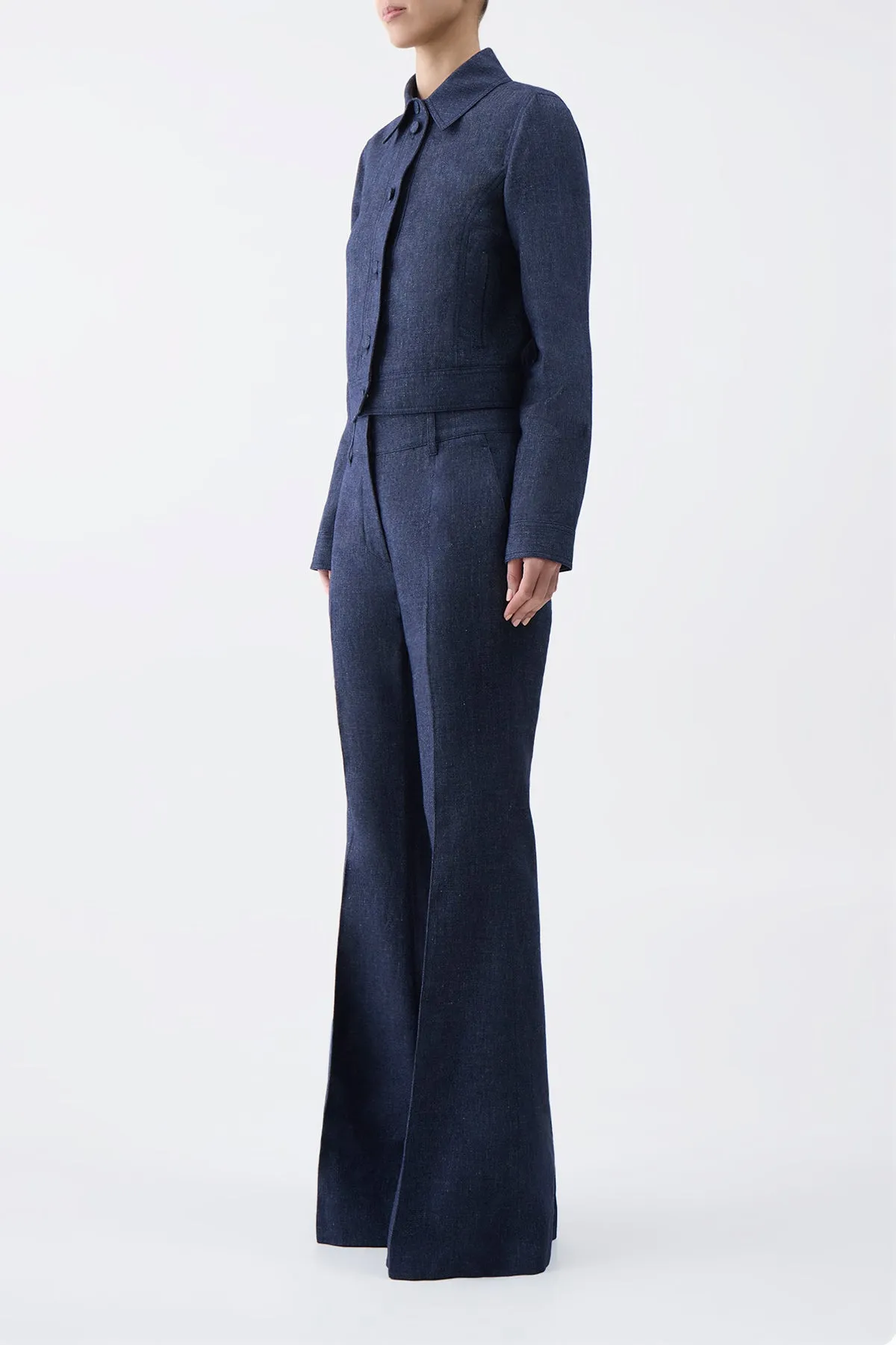 Rhein Pant in Navy Linen Virgin Wool sold by Gabriela Hearst product image thumbnail 4