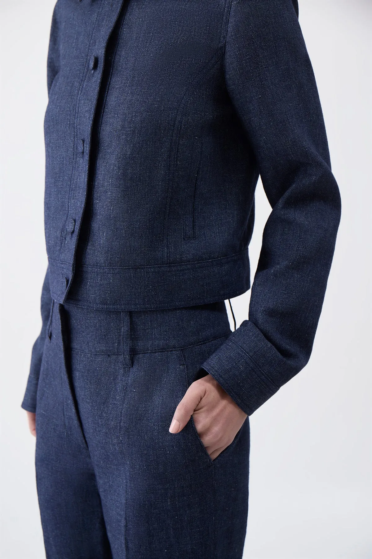 Rhein Pant in Navy Linen Virgin Wool sold by Gabriela Hearst product image thumbnail 5