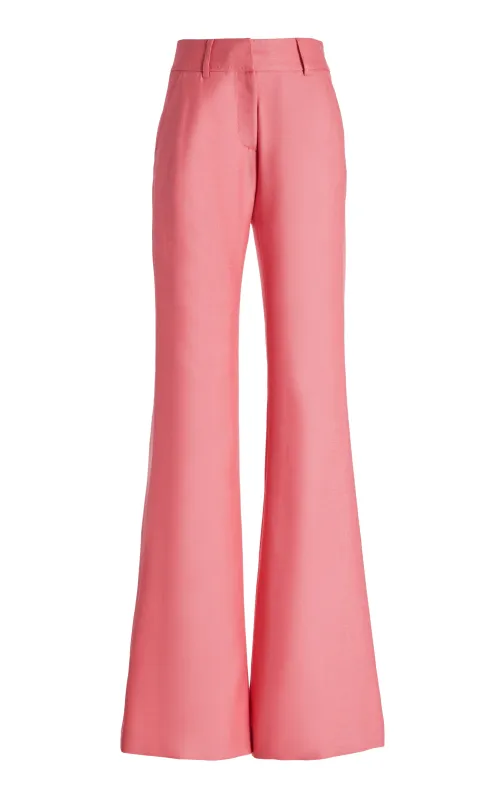 Rhein Flare Pant in Watermelon Silk Virgin Wool sold by Gabriela Hearst