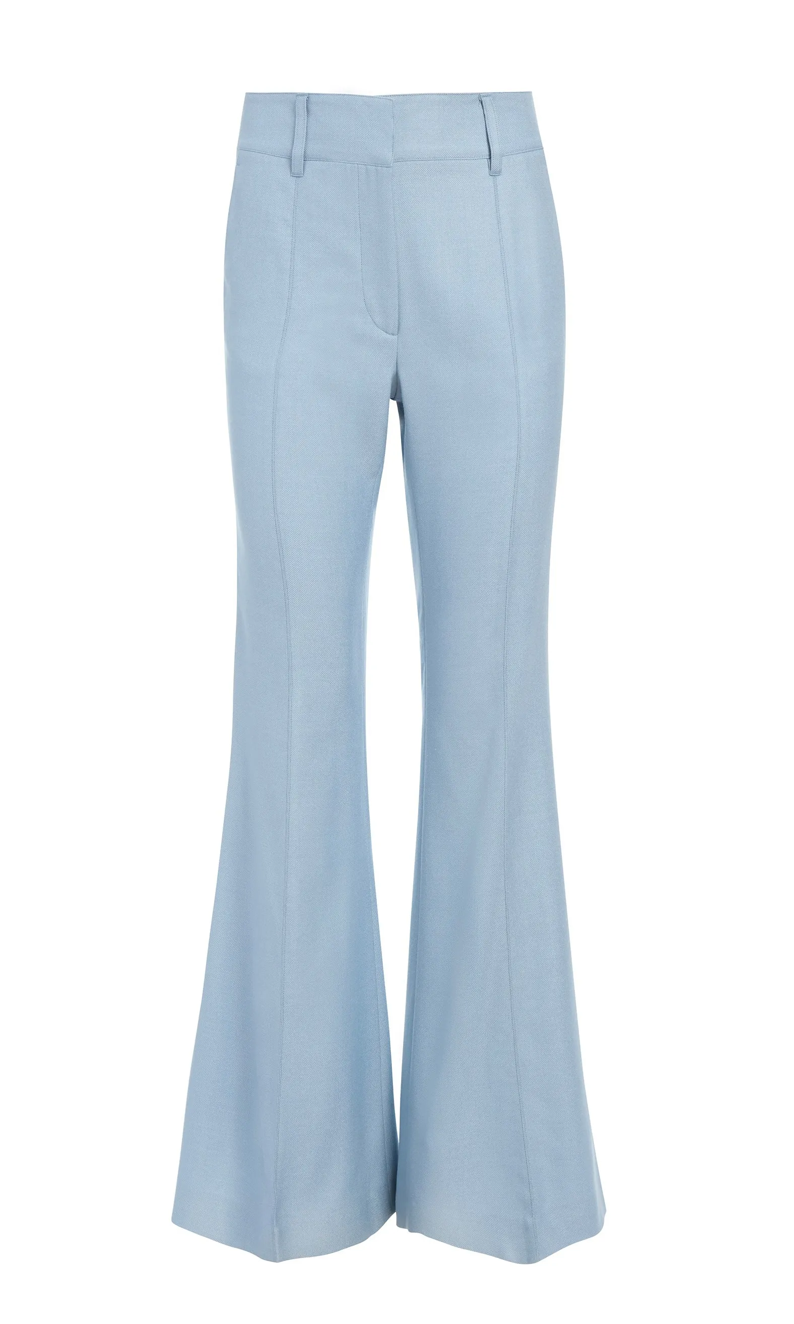 Rhein Flare Pant in Stone Blue Silk Virgin Wool sold by Gabriela Hearst
