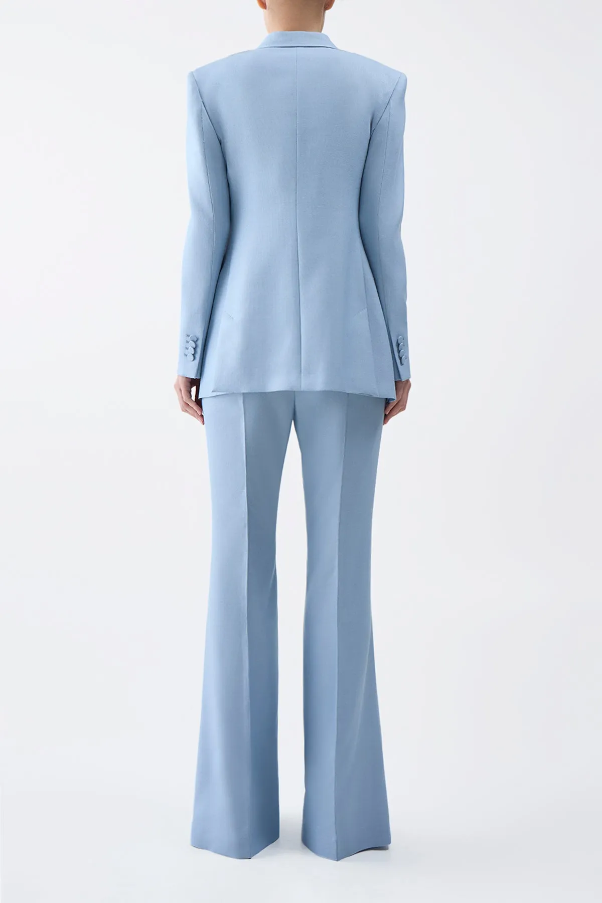 Rhein Flare Pant in Stone Blue Silk Virgin Wool sold by Gabriela Hearst product image thumbnail 4