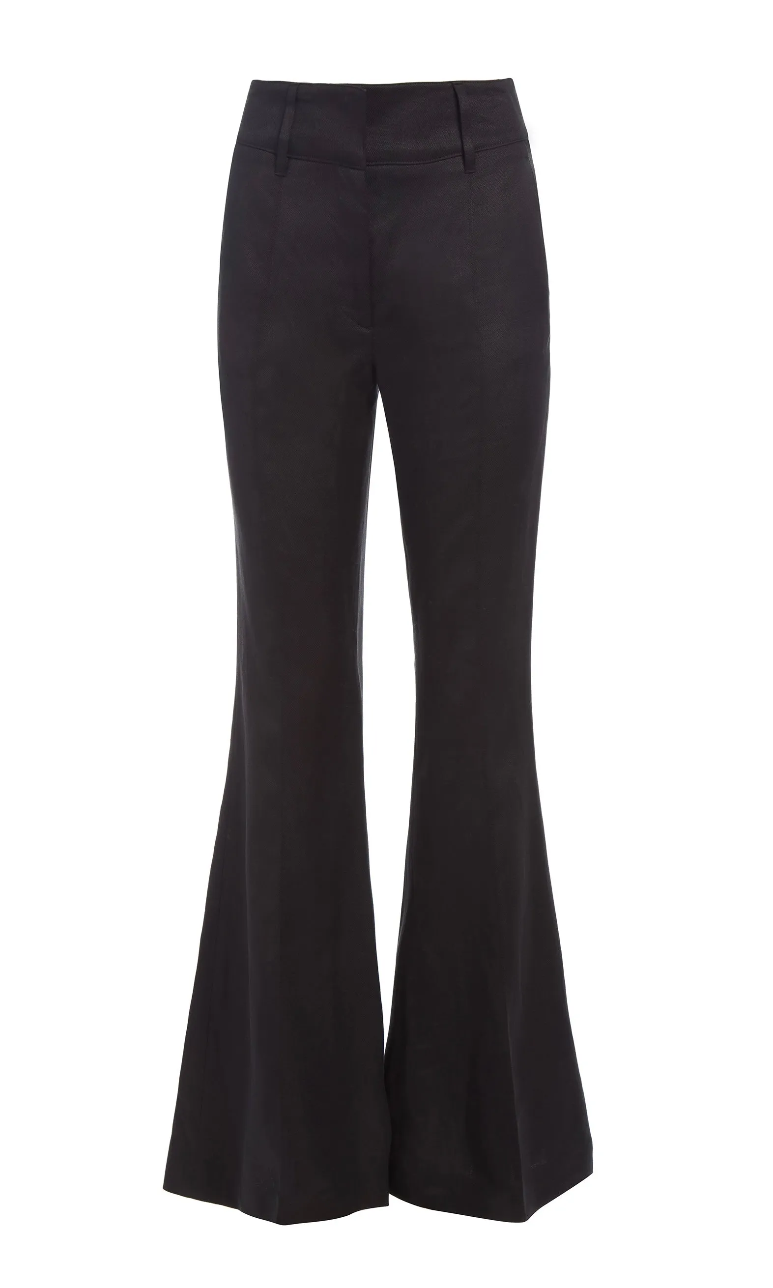 Rhein Flare Pant in Black Textured Linen sold by Gabriela Hearst
