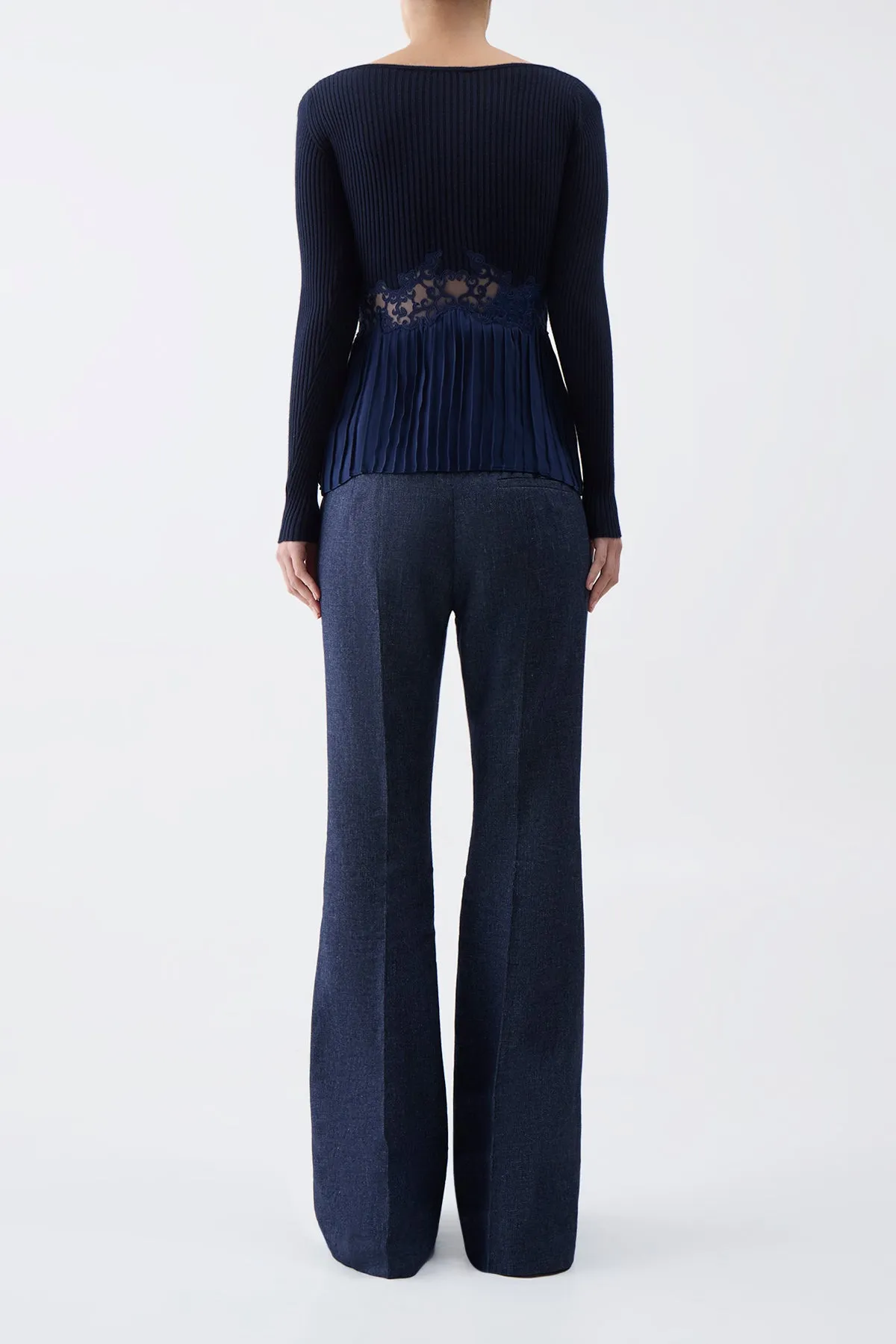 Fini Lace Top in Navy Silk Crepe sold by Gabriela Hearst product image thumbnail 4