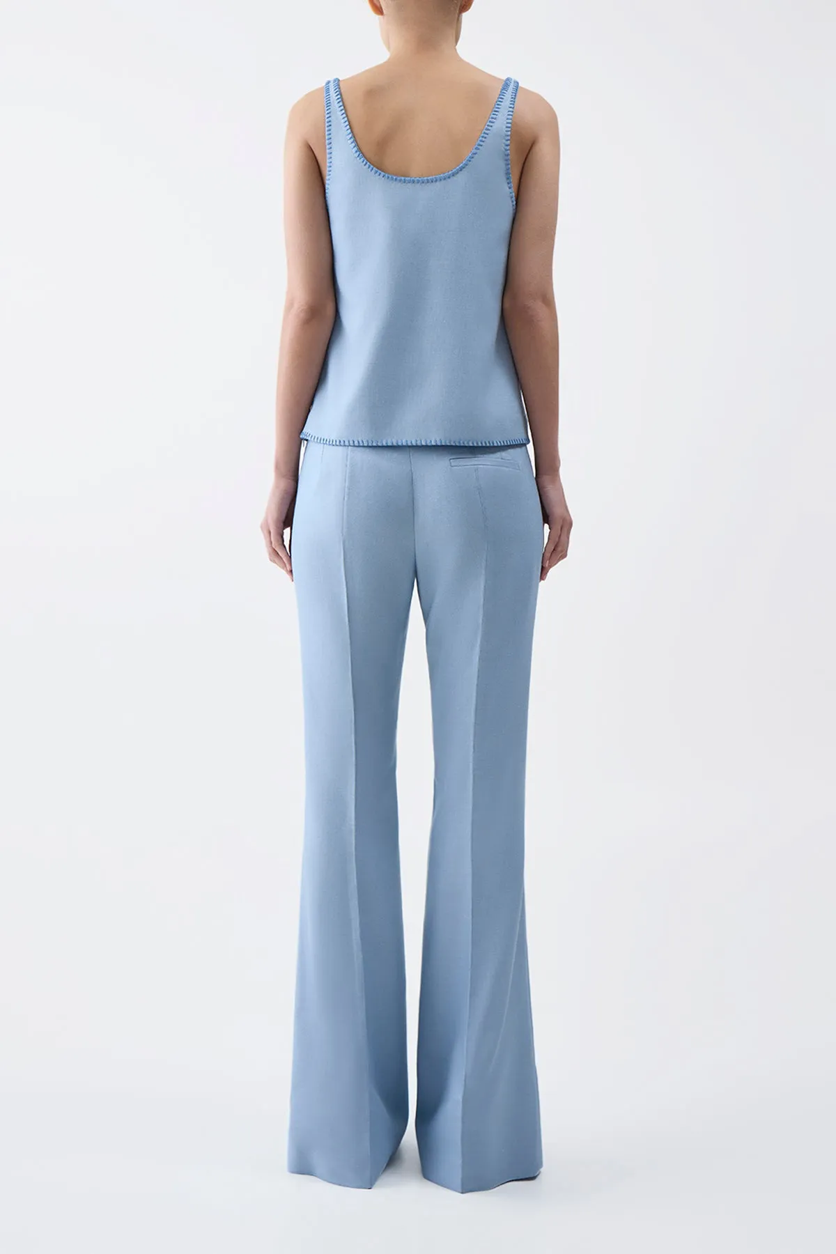 Muriel Tank Top in Stone Blue Silk Virgin Wool sold by Gabriela Hearst product image thumbnail 3
