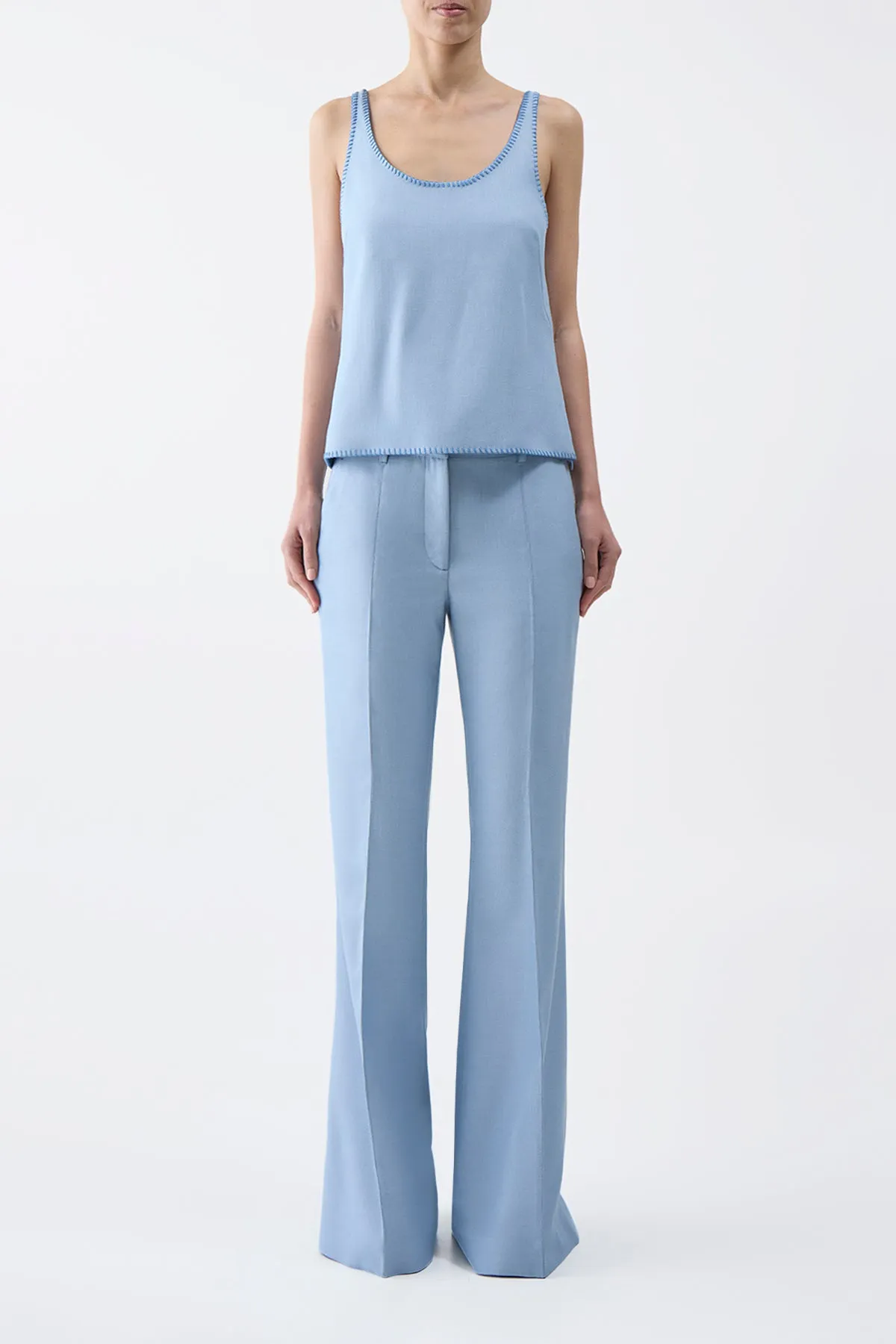 Muriel Tank Top in Stone Blue Silk Virgin Wool sold by Gabriela Hearst product image thumbnail 2
