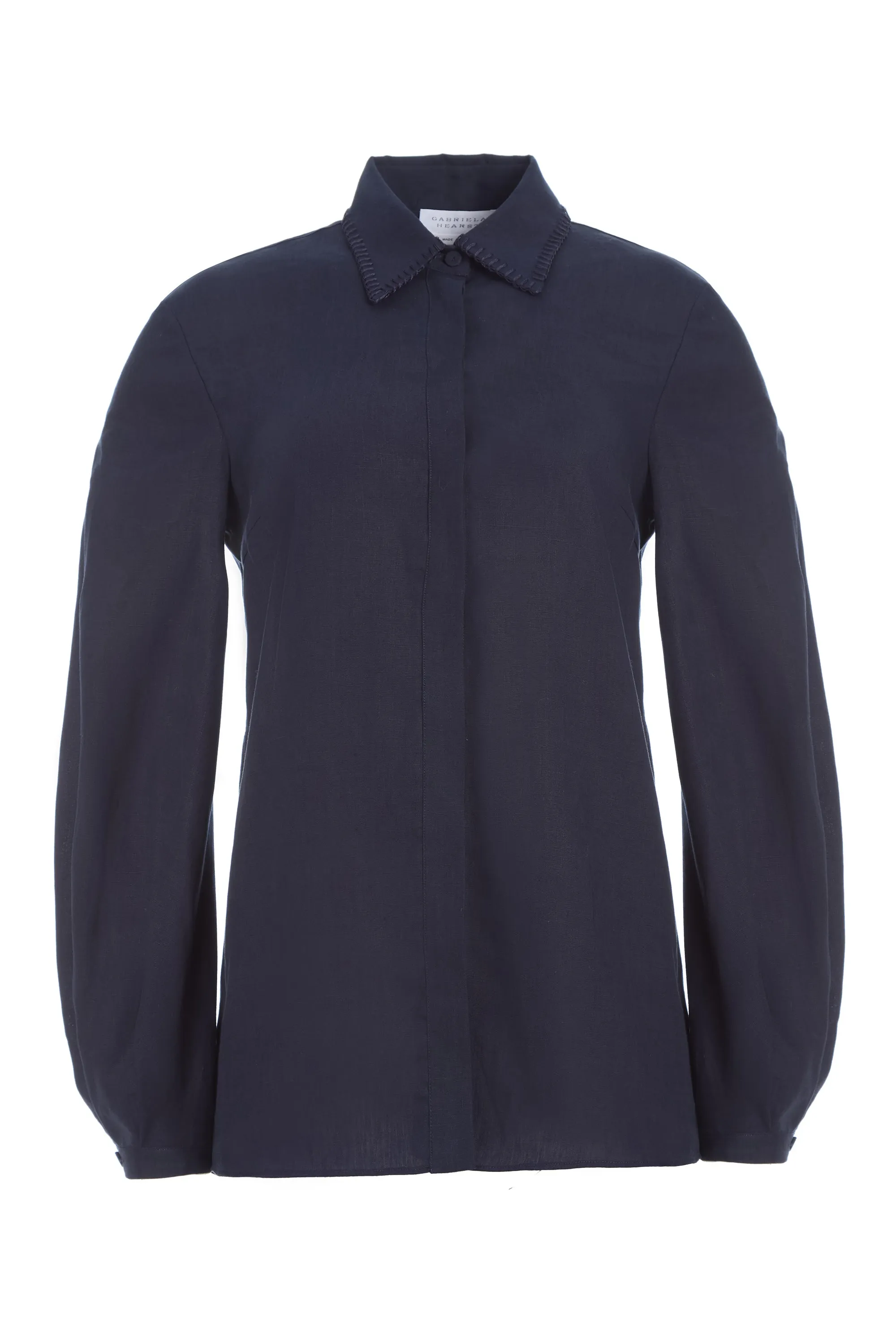 Delmer Top in Navy Aloe Linen sold by Gabriela Hearst