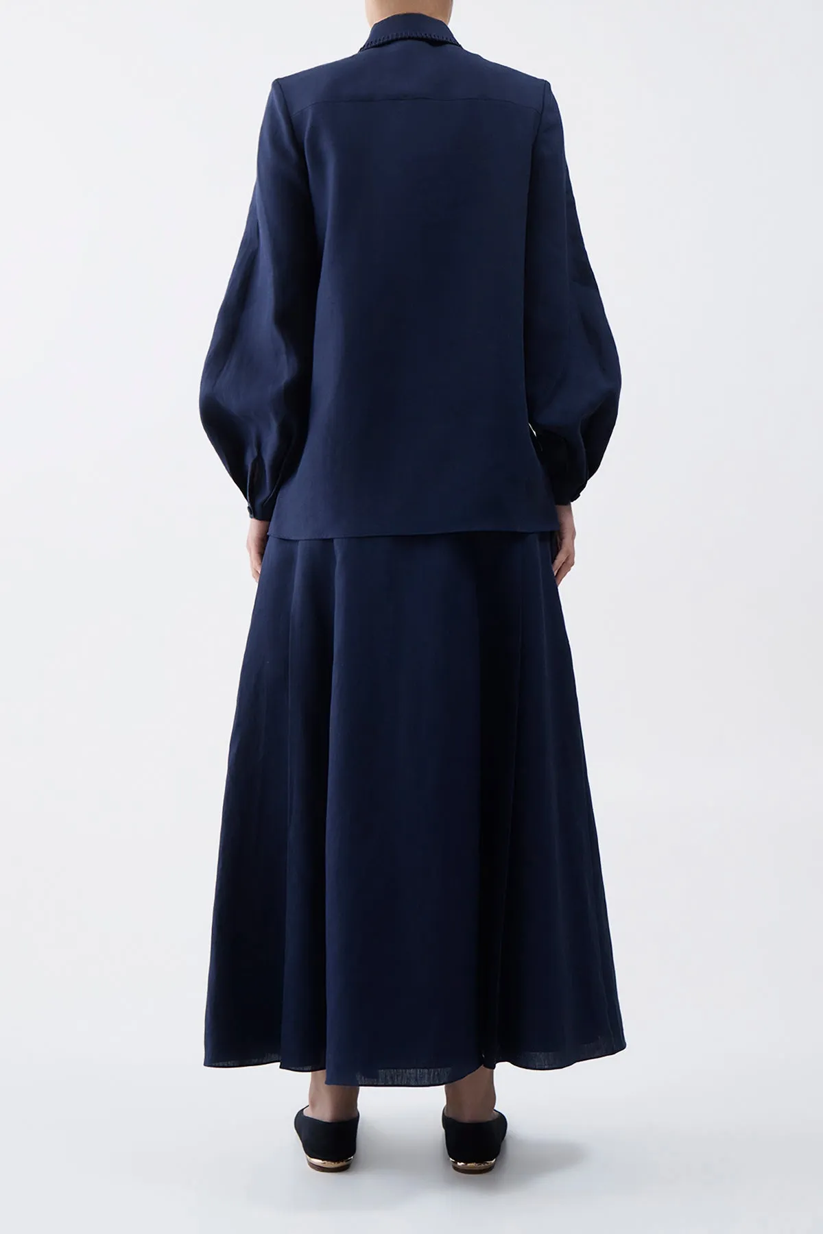 Delmer Top in Navy Aloe Linen sold by Gabriela Hearst product image thumbnail 4