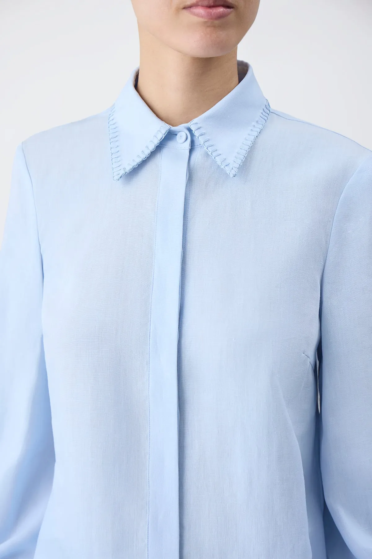 Delmer Top in Light Blue Aloe Linen sold by Gabriela Hearst product image thumbnail 5