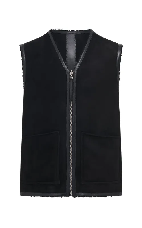 Snowdon Reversible Vest in Black Shearling sold by Gabriela Hearst