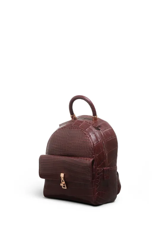 Mini Billie Backpack in Bordeaux Crocodile Leather sold by Gabriela Hearst