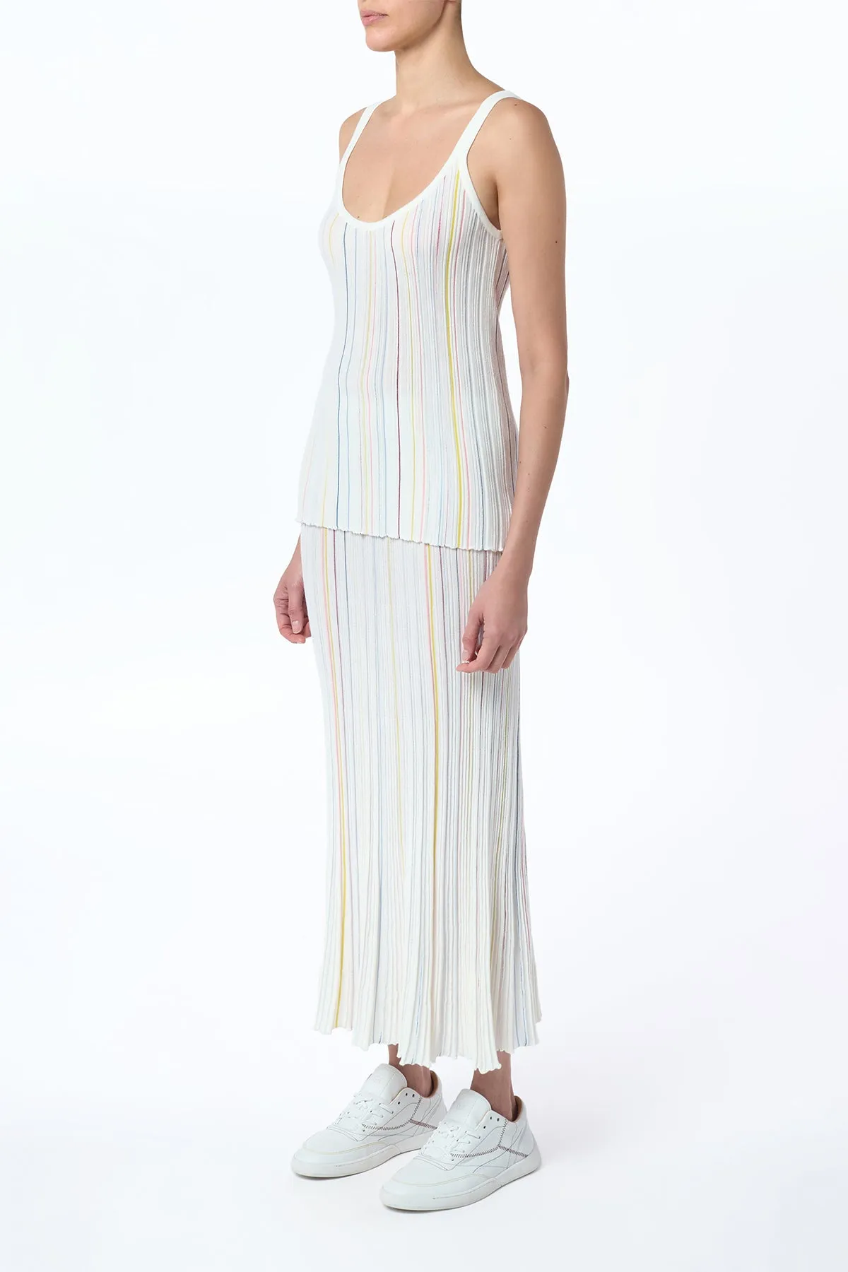 Yara Pinstripe Knit Tank Top in Ivory Multi Merino Wool sold by Gabriela Hearst product image thumbnail 3