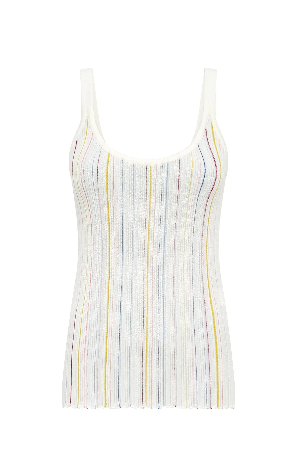 Yara Pinstripe Knit Tank Top in Ivory Multi Merino Wool sold by Gabriela Hearst