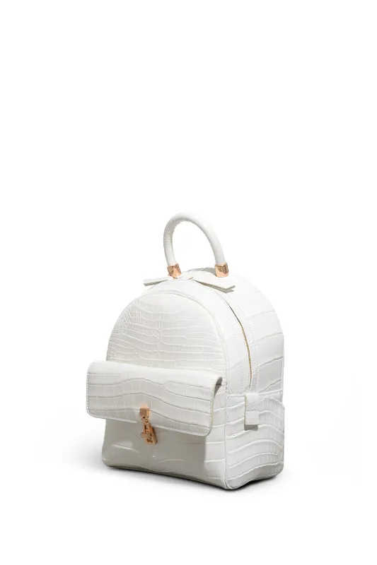 Mini Billie Backpack in Ivory Crocodile Leather sold by Gabriela Hearst
