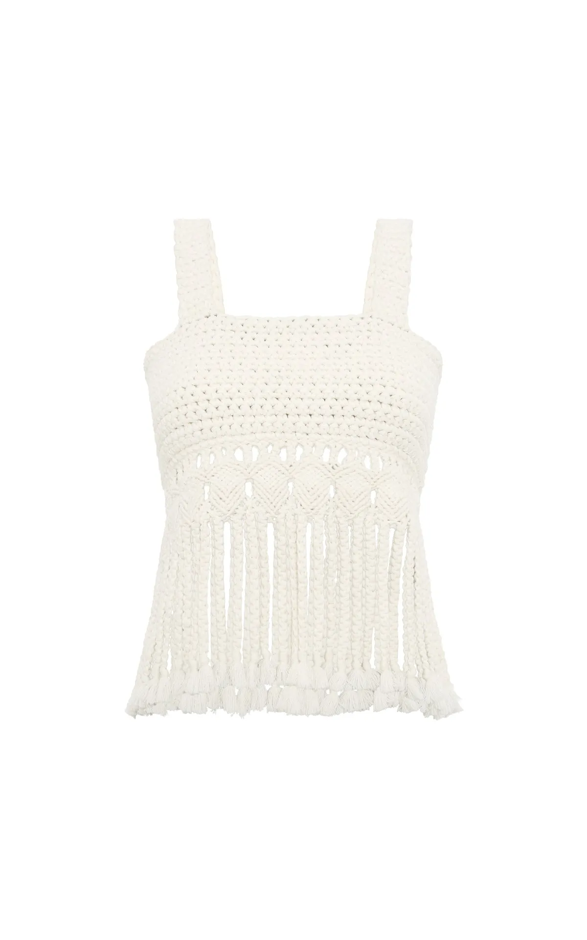 Lilea Fringe Crochet Top in Ivory Cashmere sold by Gabriela Hearst