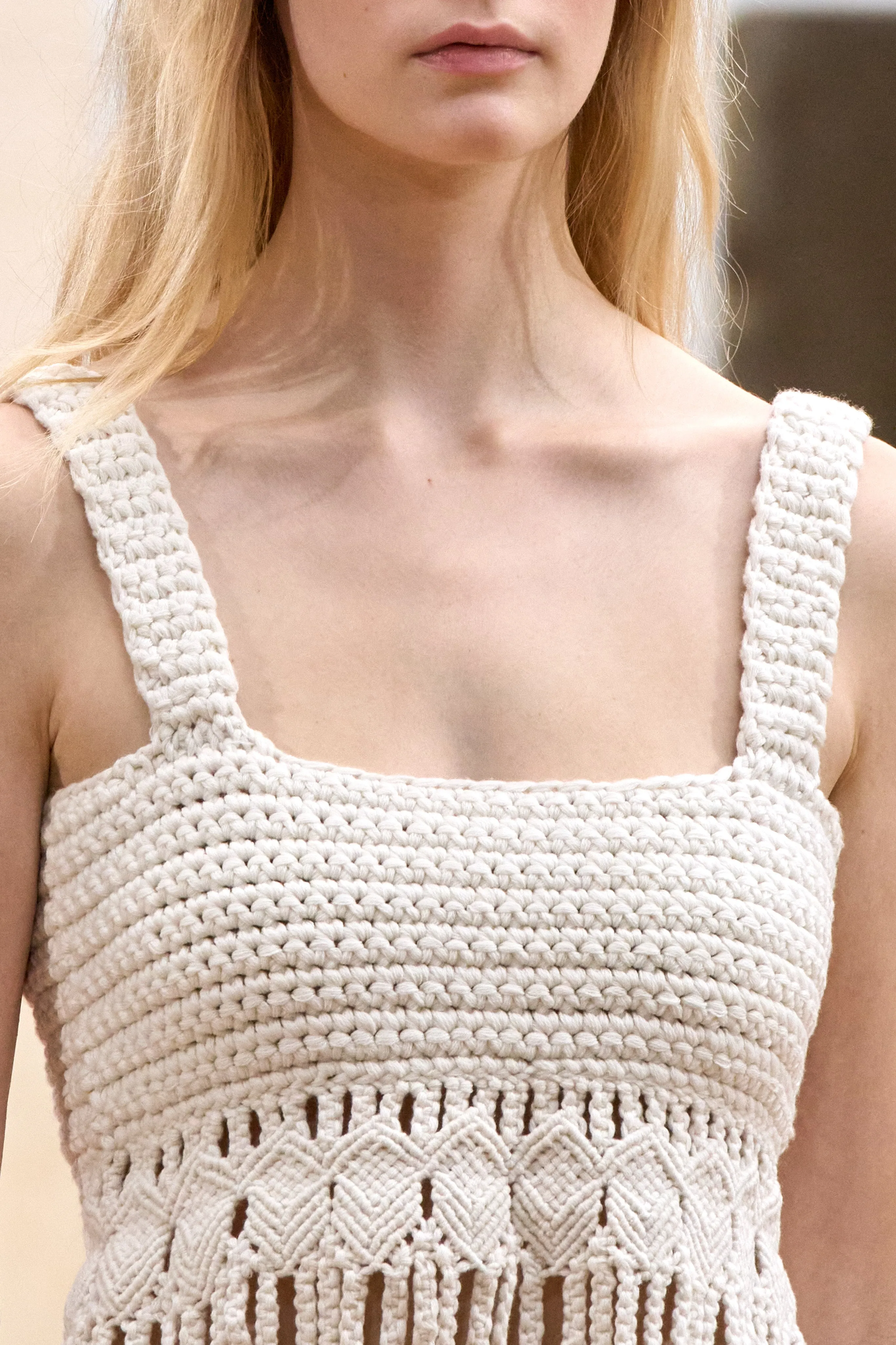 Lilea Fringe Crochet Top in Ivory Cashmere sold by Gabriela Hearst product image thumbnail 3