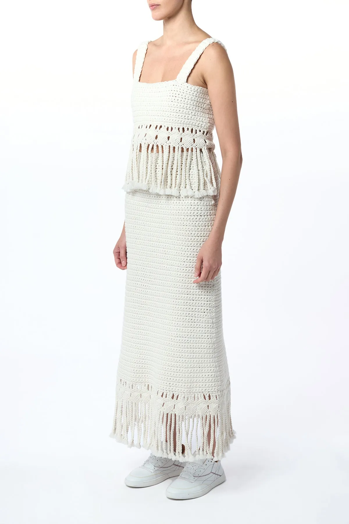 Lilea Fringe Crochet Top in Ivory Cashmere sold by Gabriela Hearst product image thumbnail 5
