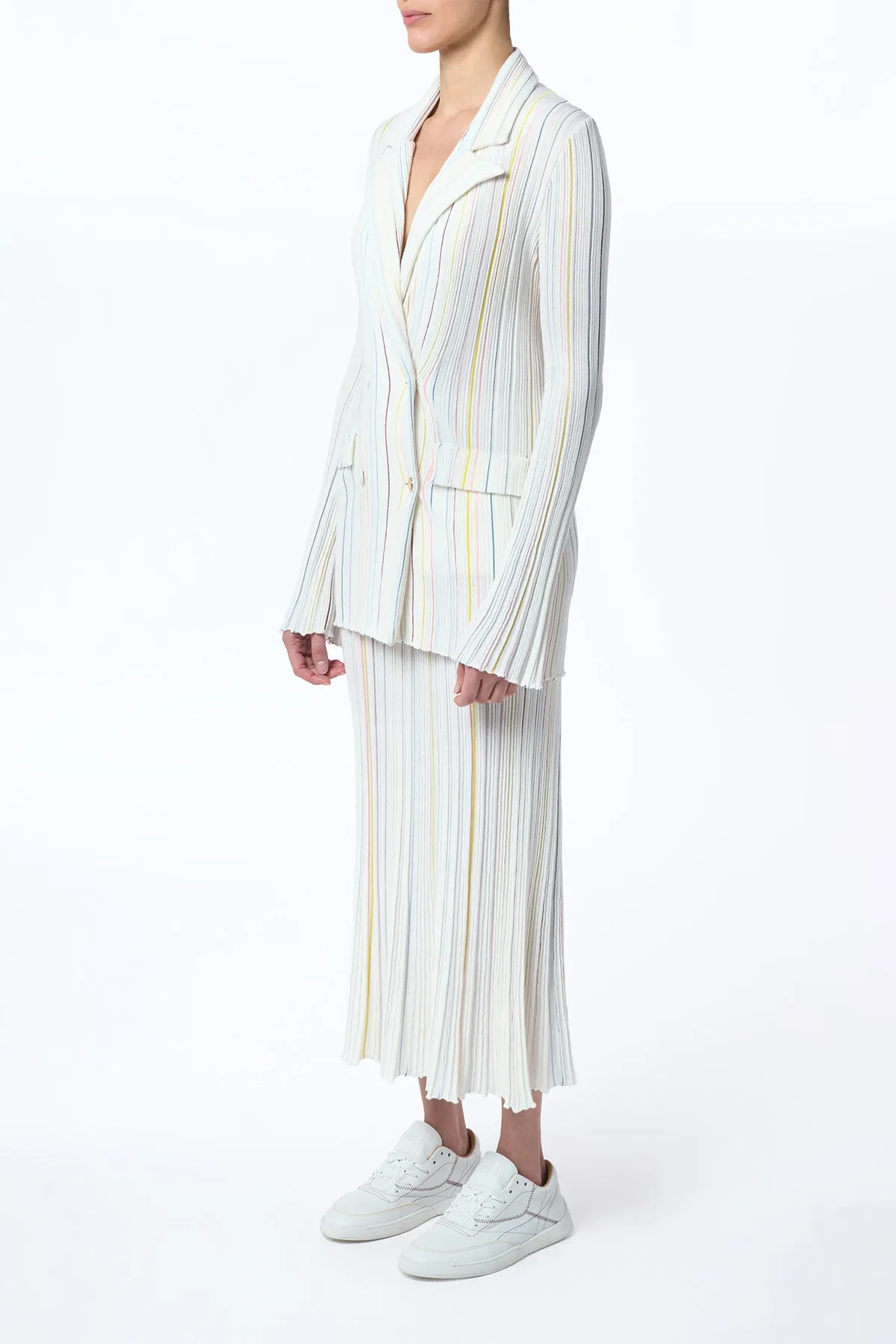 Ceres Pinstripe Knit Jacket in Ivory Multi Merino Wool sold by Gabriela Hearst product image thumbnail 3