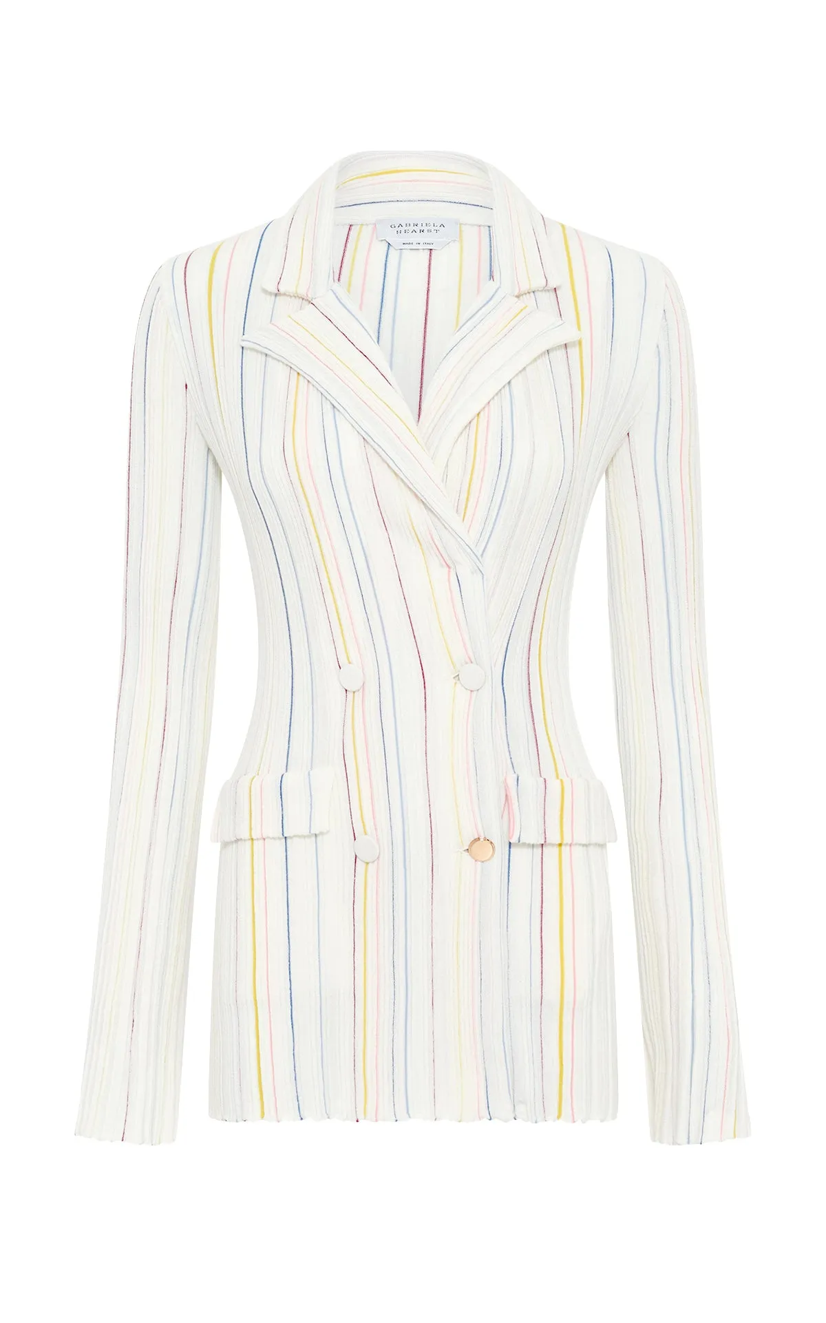 Ceres Pinstripe Knit Jacket in Ivory Multi Merino Wool sold by Gabriela Hearst