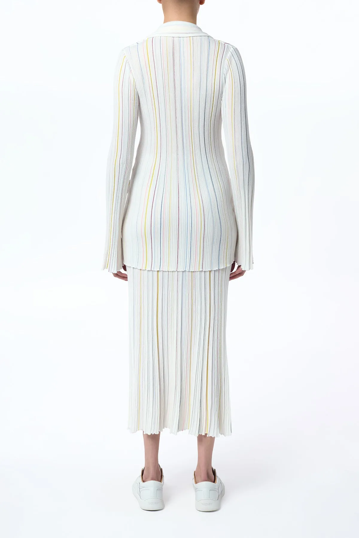 Ceres Pinstripe Knit Jacket in Ivory Multi Merino Wool sold by Gabriela Hearst product image thumbnail 4