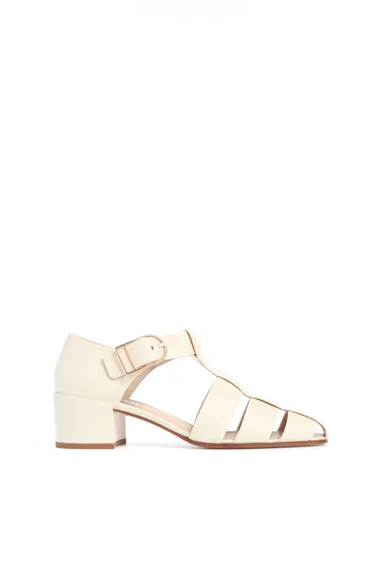 Lyle Block Heel Pump in Cream Nappa Leather sold by Gabriela Hearst