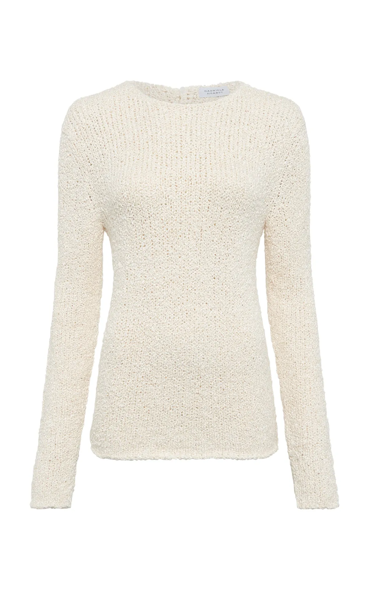 Evaki Knit Sweater in Ivory Silk Boucle sold by Gabriela Hearst